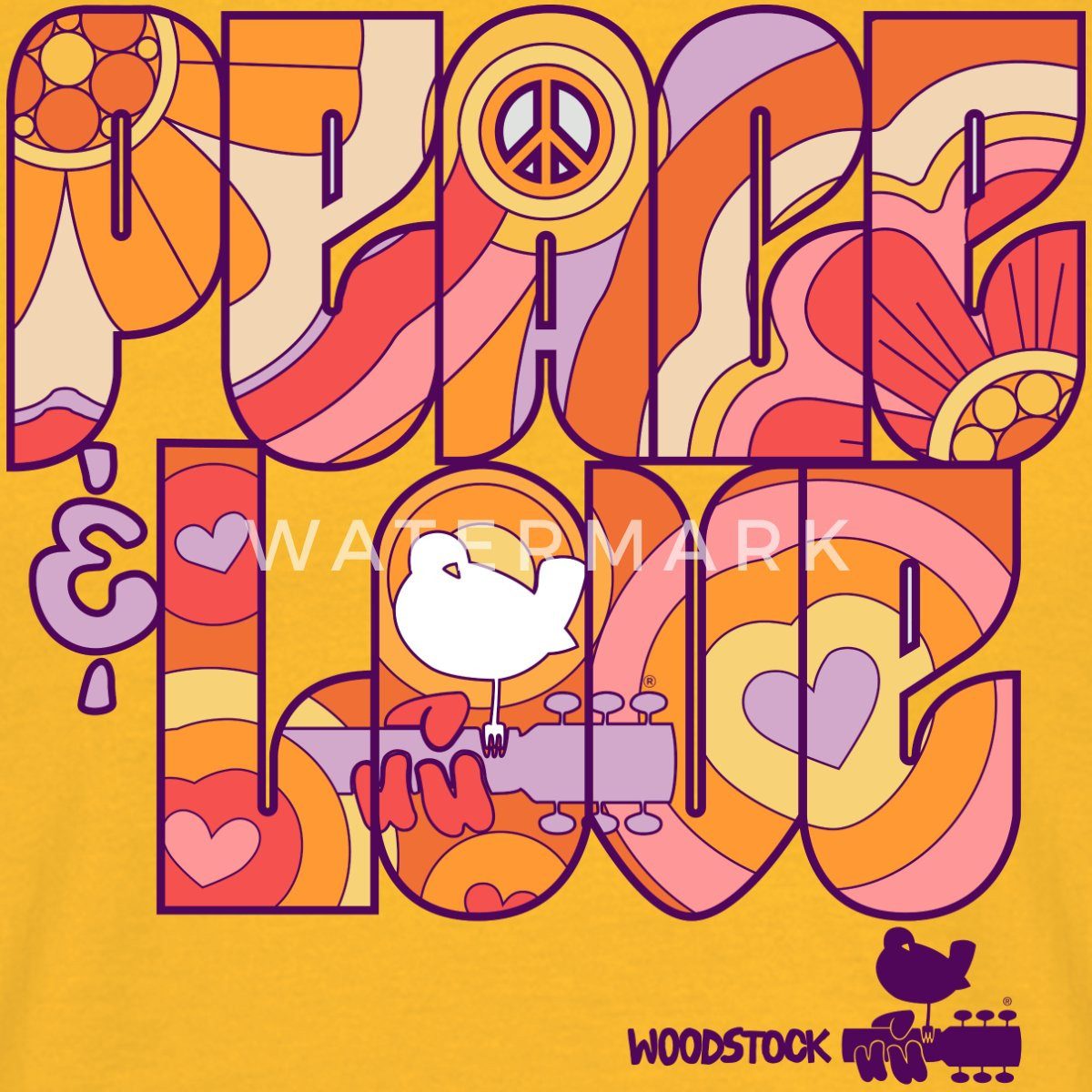Spreadshirt T-Shirt Woodstock Peace Love Hippie günstig online kaufen