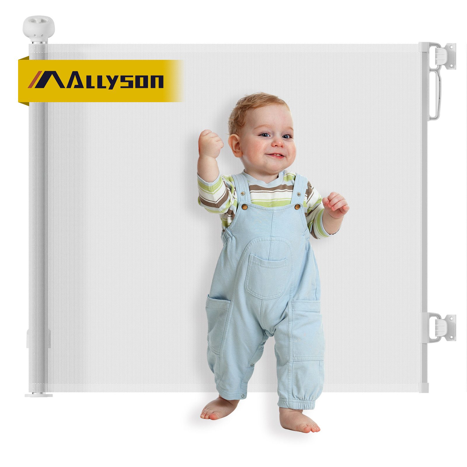 Allyson Treppenschutzgitter Türschutzgitter Ausziehbar - Tür- Treppengitter für Kinder & Haustiere, sicher, stabil und einfach zu montieren, passend für Türen und Treppen