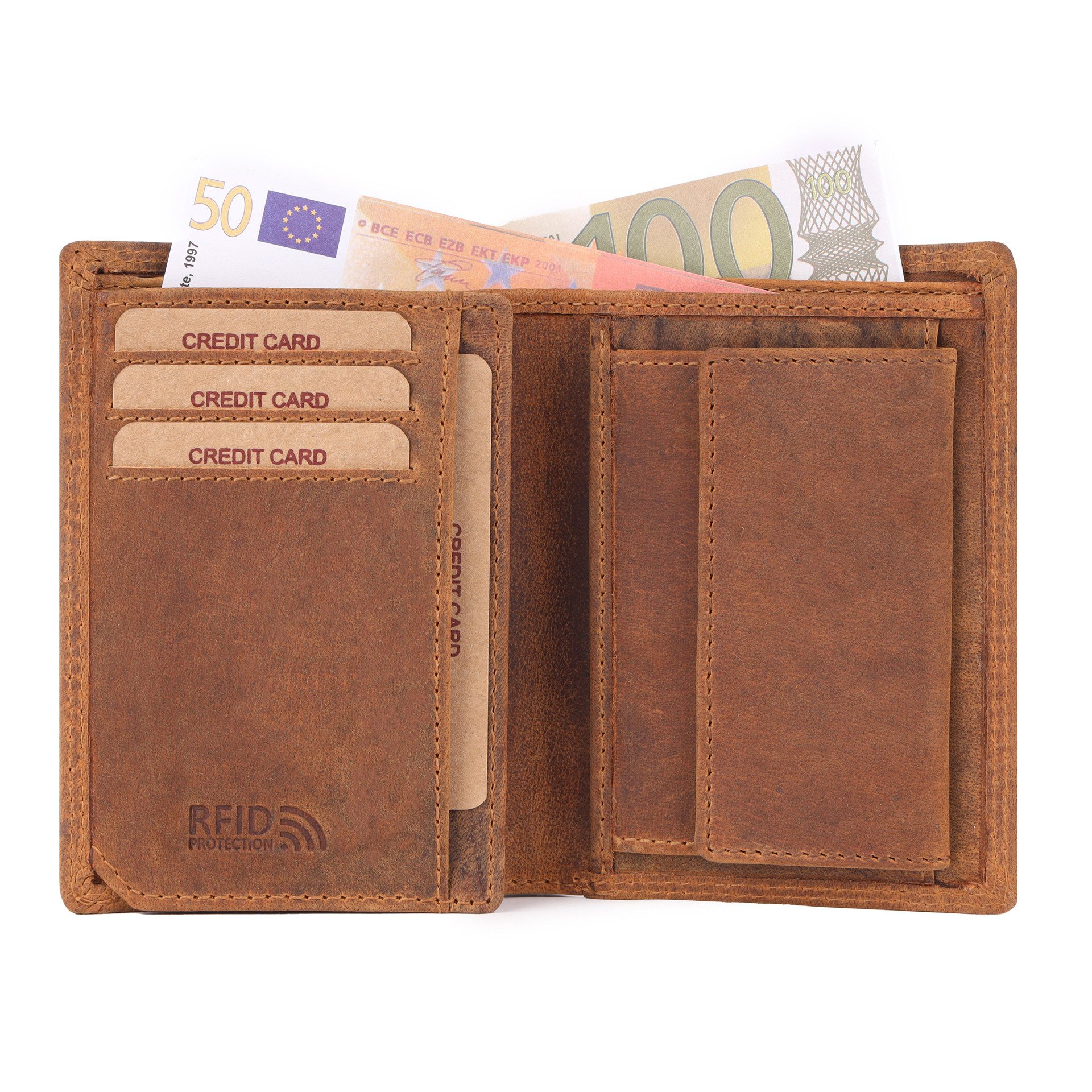 Benthill Geldbörse Herren Echt Leder Geldbeutel RFID Männer Portemonnaie Slim Portmonee, RFID-Schutz Kartenfächer Münzfach