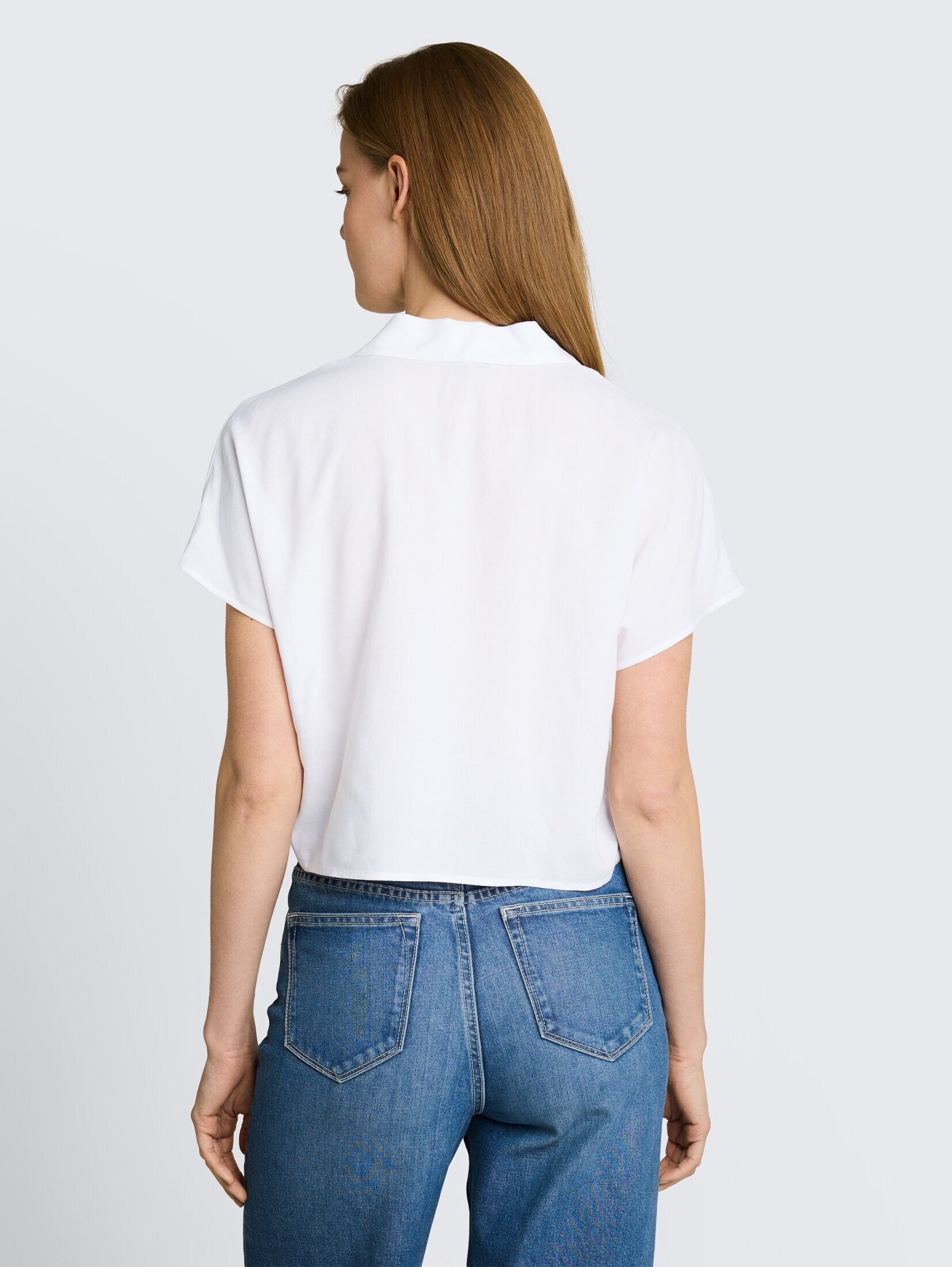 TOM TAILOR Denim Kurzarmbluse Blusen & Shirts Resort Hemdbluse mit Knotendetail
