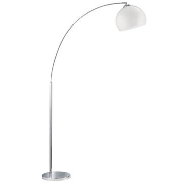 etc-shop LED Stehlampe, Leuchtmittel inklusive, Warmweiß, Bogen Standleuchte aus Metall silber Bogenlampe mit Fußschalter LED