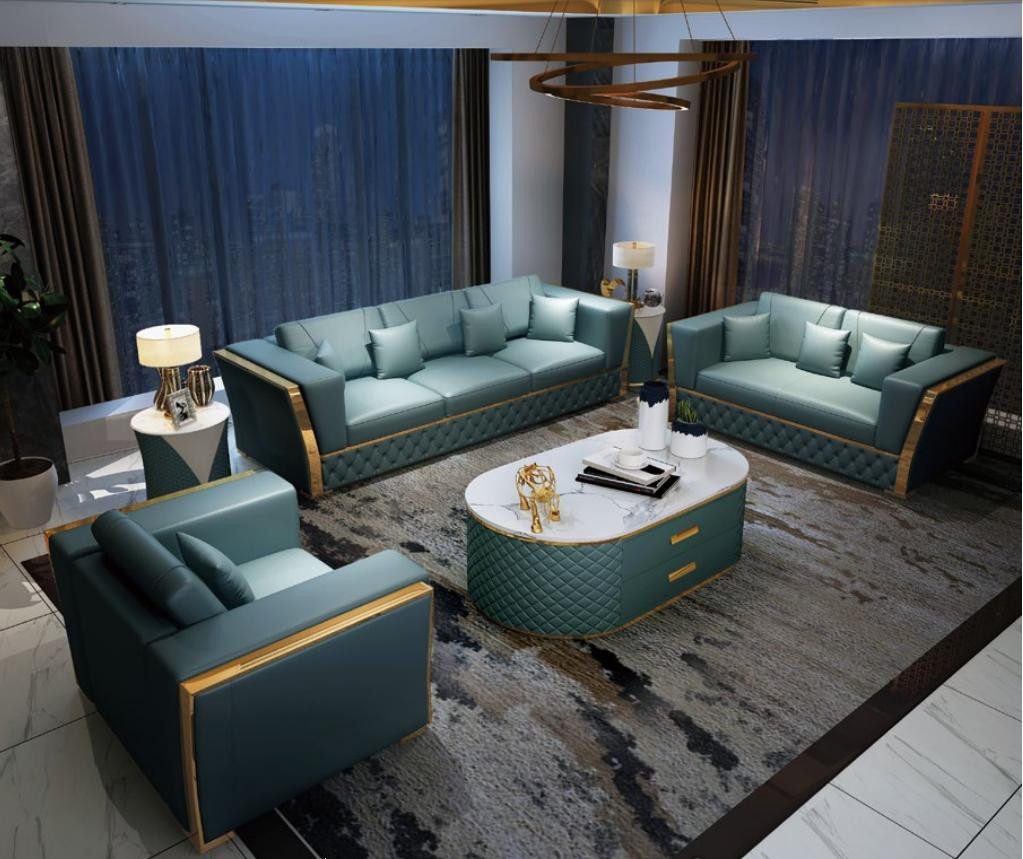 Xlmoebel Polstergarnitur Designer Sofagarnitur mit Couchtisch in modernem Stil, (Packung, Sofagarnitur 3+2+1 Sitzer + Couchtisch), Hergestellt in Europa