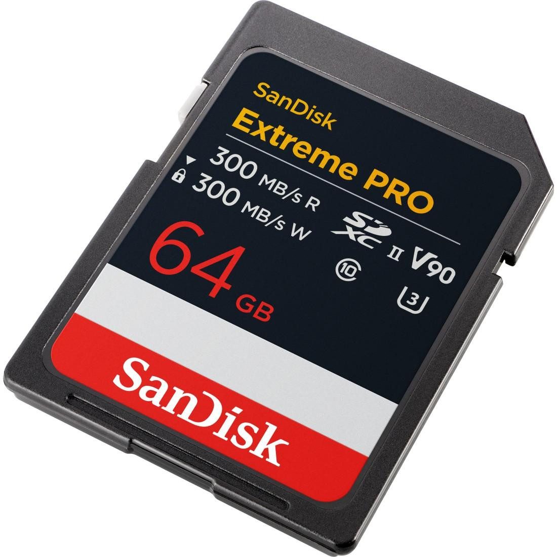 Sandisk SDXC Extreme PRO Speicherkarte (64 GB, UHS-I Class 10, 300 MB/s Lesegeschwindigkeit)