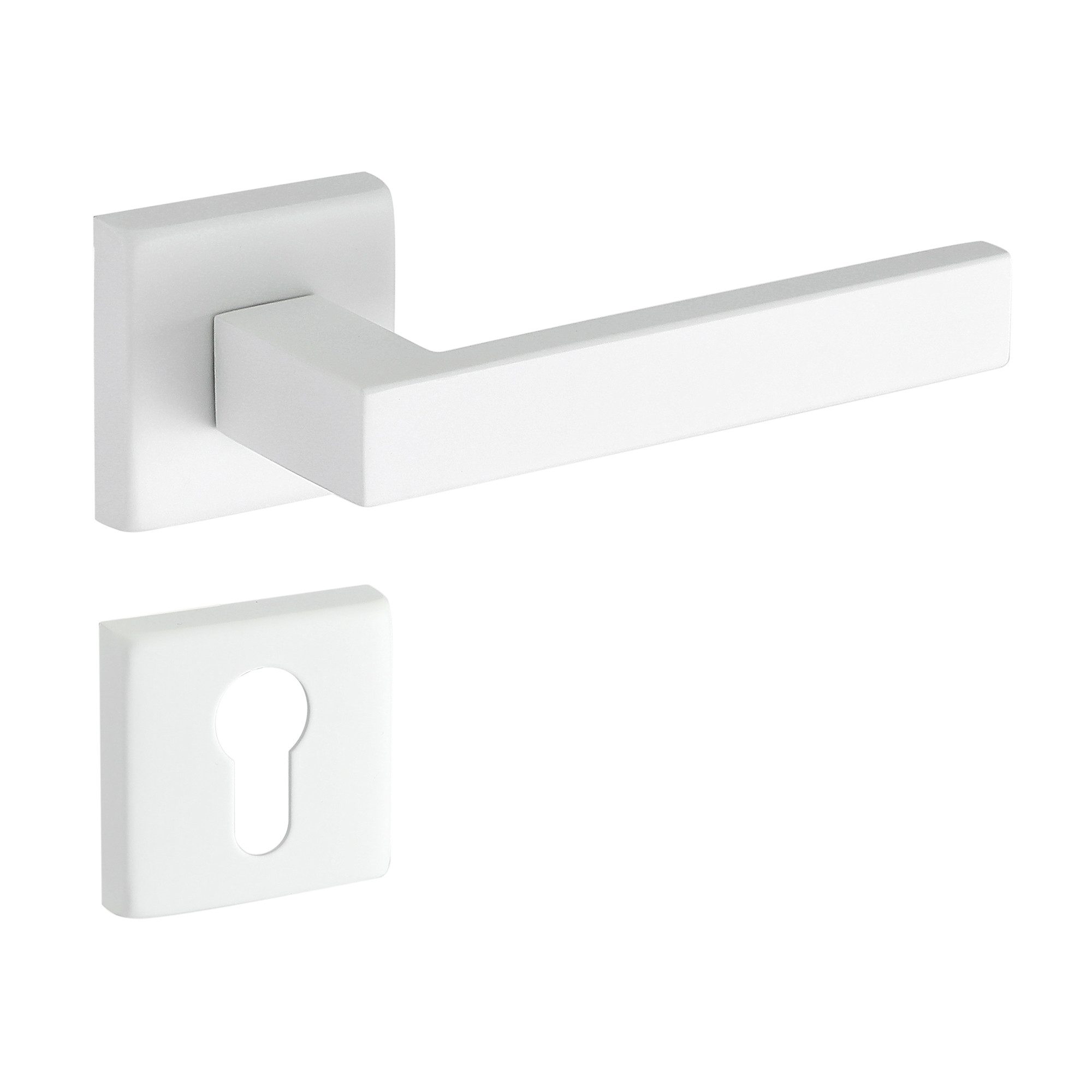 MeinTürgriff Drückergarnitur Trento weiß Türgriff eckig Rosettengarnitur