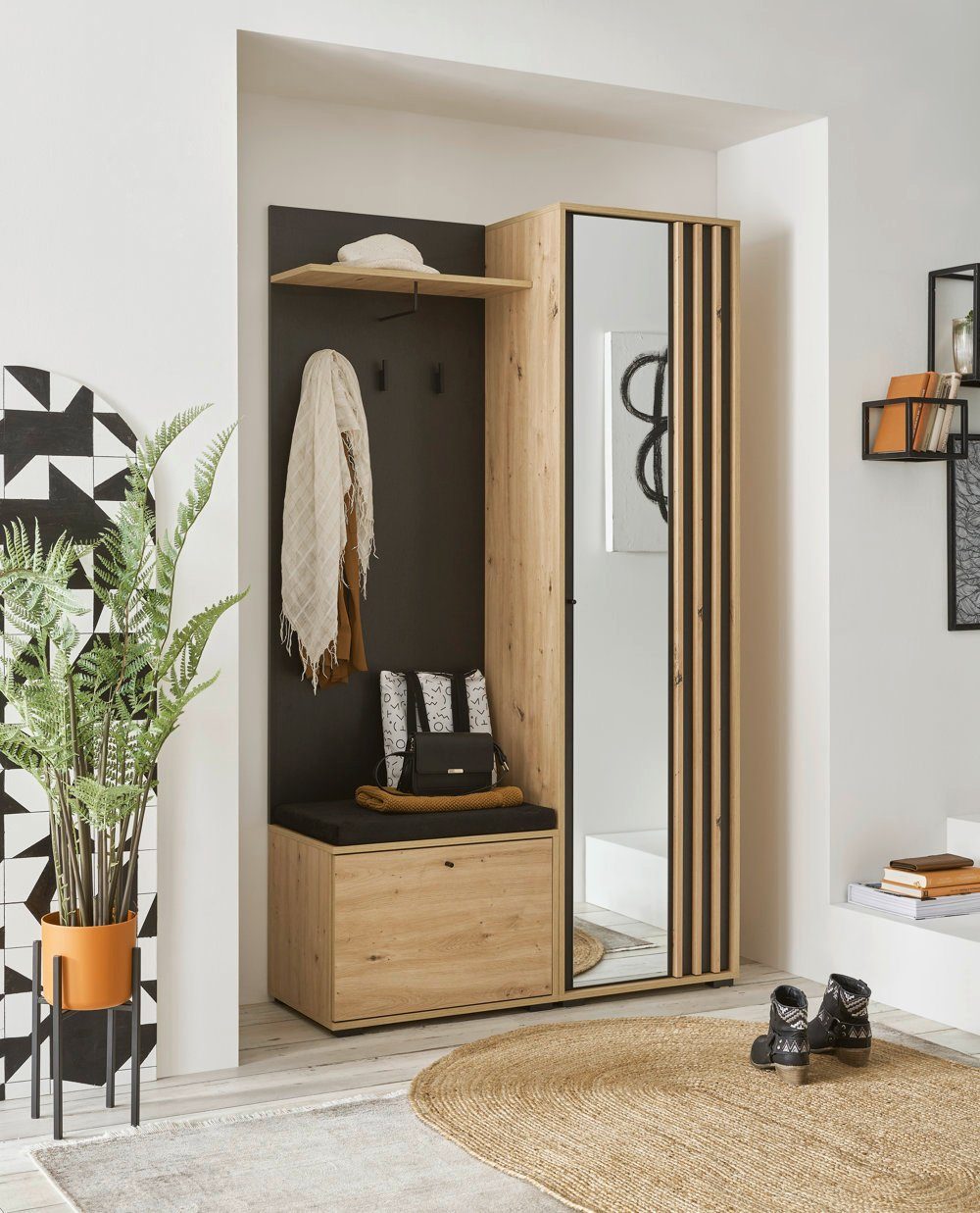 moebel-dich-auf Kompaktgarderobe VOLAM (Paneel + Sitzbank + Garderobenschra günstig online kaufen