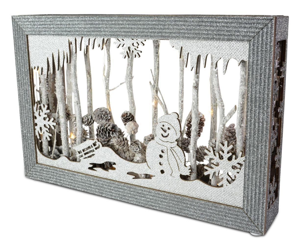 RIFFELMACHER & WEINBERGER Christbaumschmuck LED Weihnachtsbild 'Schneemann' - 37x25 cm