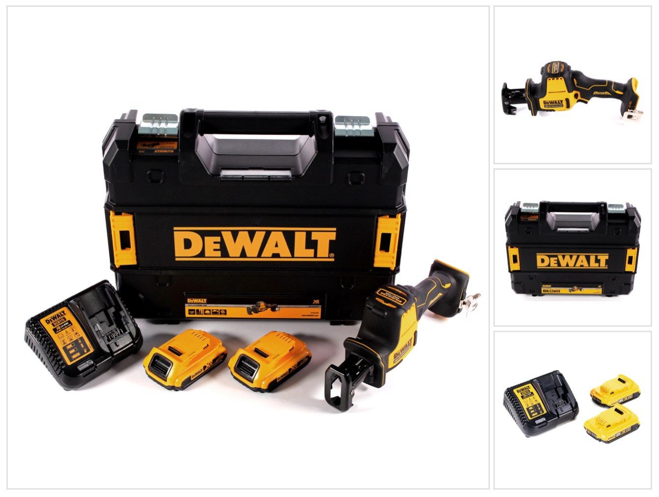 DeWalt Akku-Reciprosäge DCS 369 D2 Akku Säbelsäge 18 V + 2x Akku 2,0 Ah + Ladegerät + TSTAK