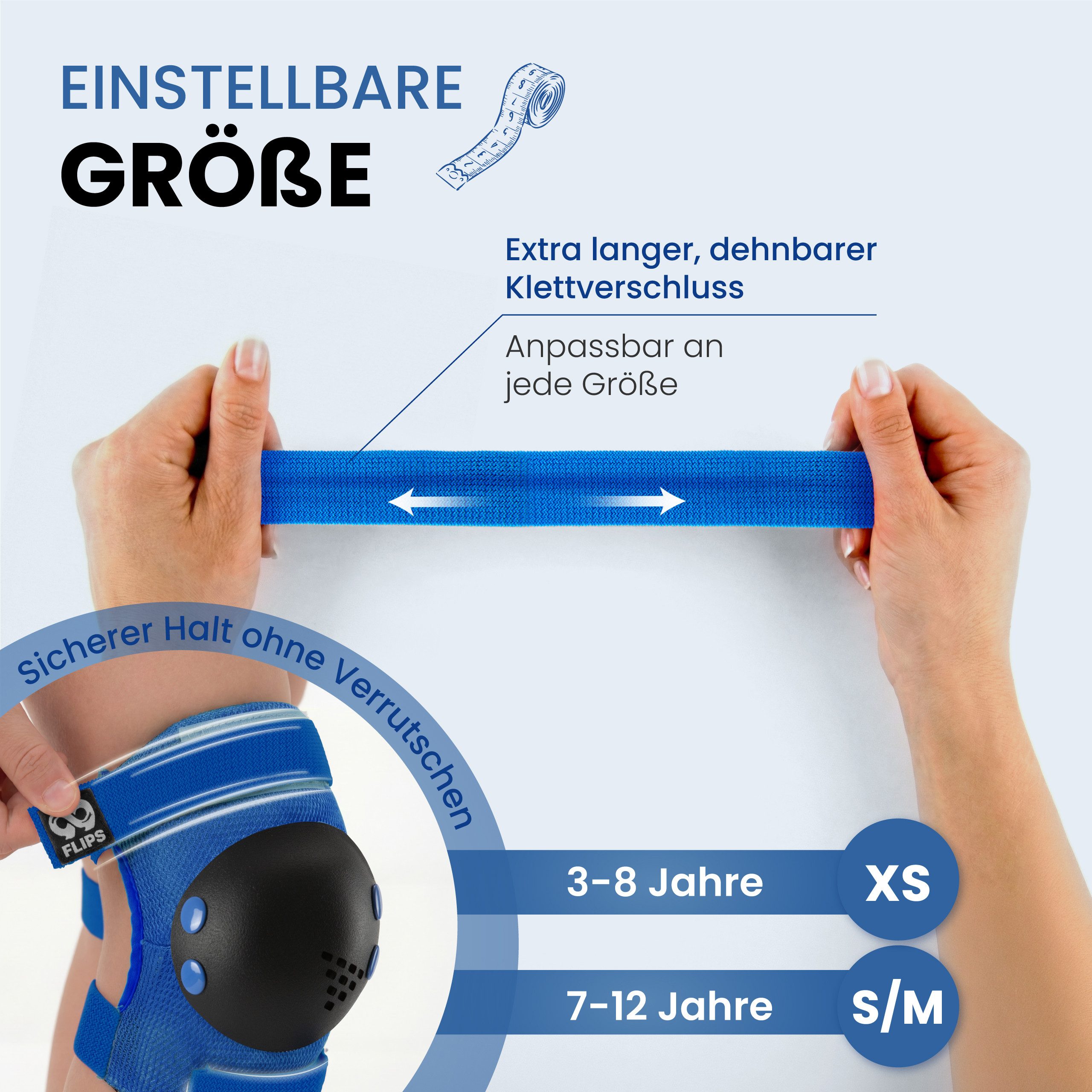 99FLIPS Protektoren-Set RISE Schoner Set Kinder für Skateboard und Inline Skaten (Inliner Schützer Set Kinder, 7-tlg., Inliner Schoner Knie-, Ellenbogen und Han – Bild 4 von 5