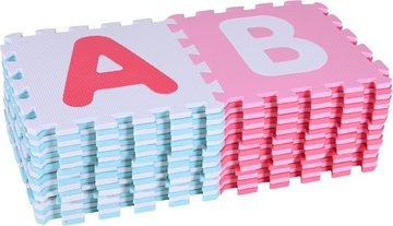 Knorrtoys® Puzzle Alphabet + Zahlen, Pink-rosa, 110 Puzzleteile, Puzzlematte, Bodenpuzzle