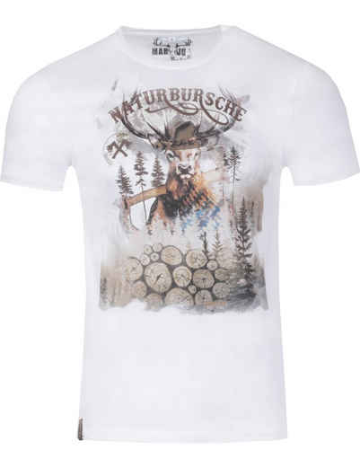 MarJo T-Shirt Herren Trachtenshirt 'Guido' mit Hirschmotiv, Ede