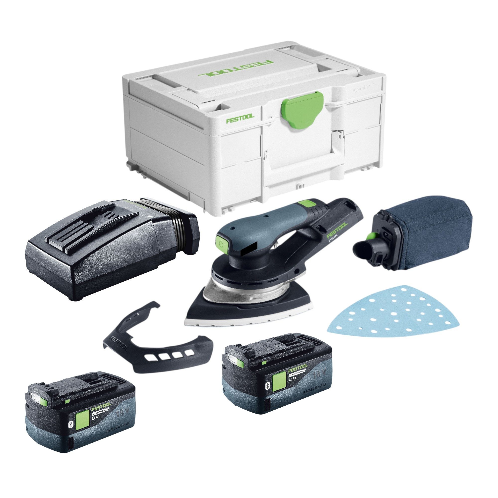 FESTOOL Deltaschleifer DTSC 200-Basic Akku 18 V 145 x 195 mm Brushless + 2x Akku 5,0 Ah
