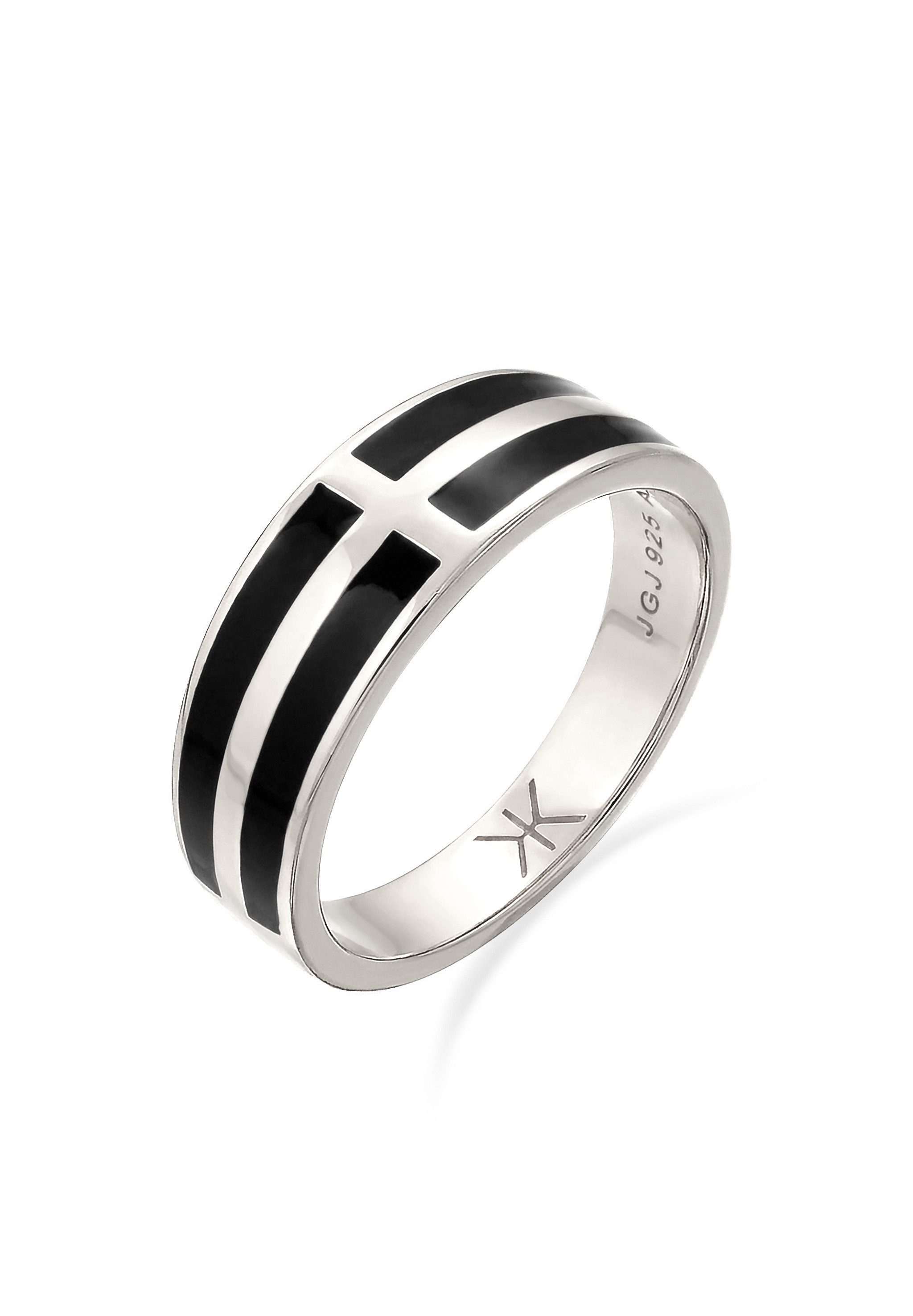 Kuzzoi Silberring Bandring Emaille Schwarz 925 Sterling Silber