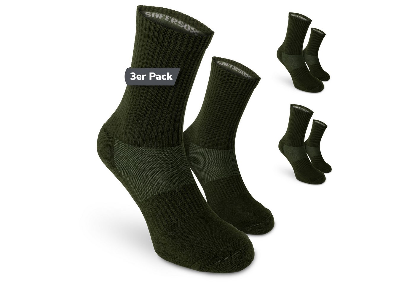 SAFERSOX Funktionssocken Sportsocken mit Mückenschutz (Set, 3 Paar) geruchshemmend, hoher Baumwollanteil, Made in EU