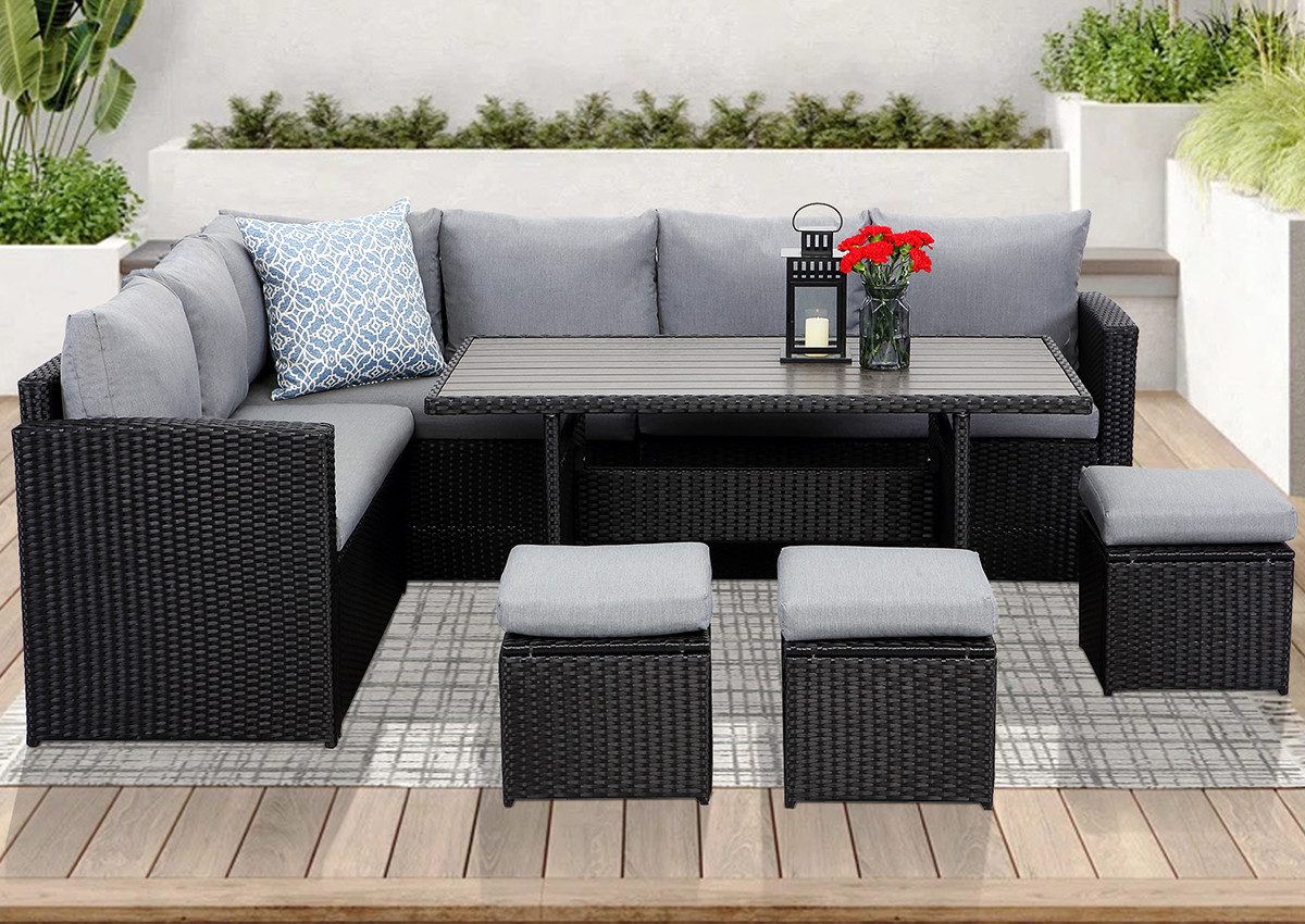 MeXo Gartenlounge-Set XXL mit Esstisch, Ecklounge günstig online kaufen