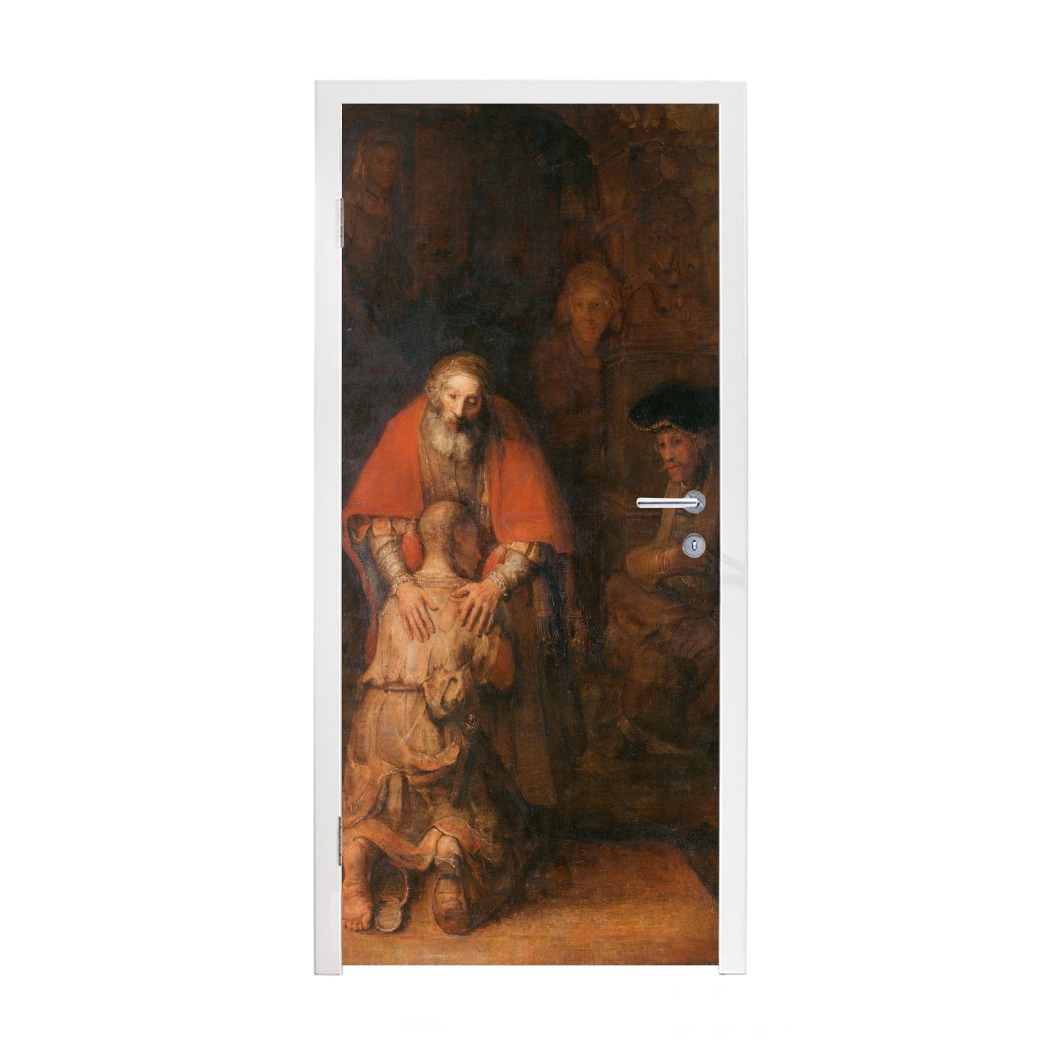 MuchoWow Türtapete Die Rückkehr des verlorenen Sohnes - Rembrandt van Rijn, Matt, bedruckt, (1 St), Fototapete für Tür, Türaufkleber, 75x205 cm