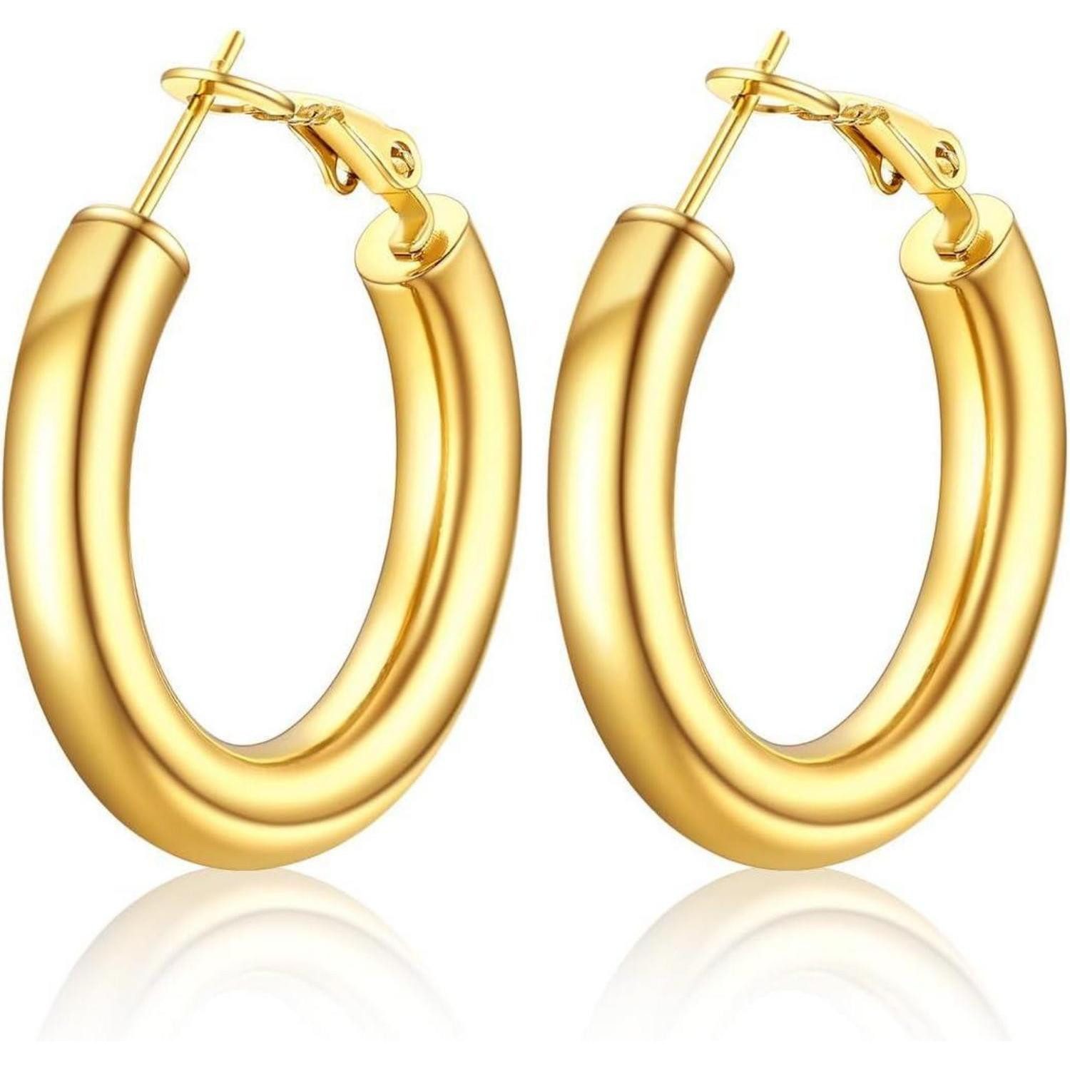 LuxusKollektion Paar Creolen Damen Kreolen Ohrringe Edelstahl vergoldet 30mm-80mm Hoop Ohrringe