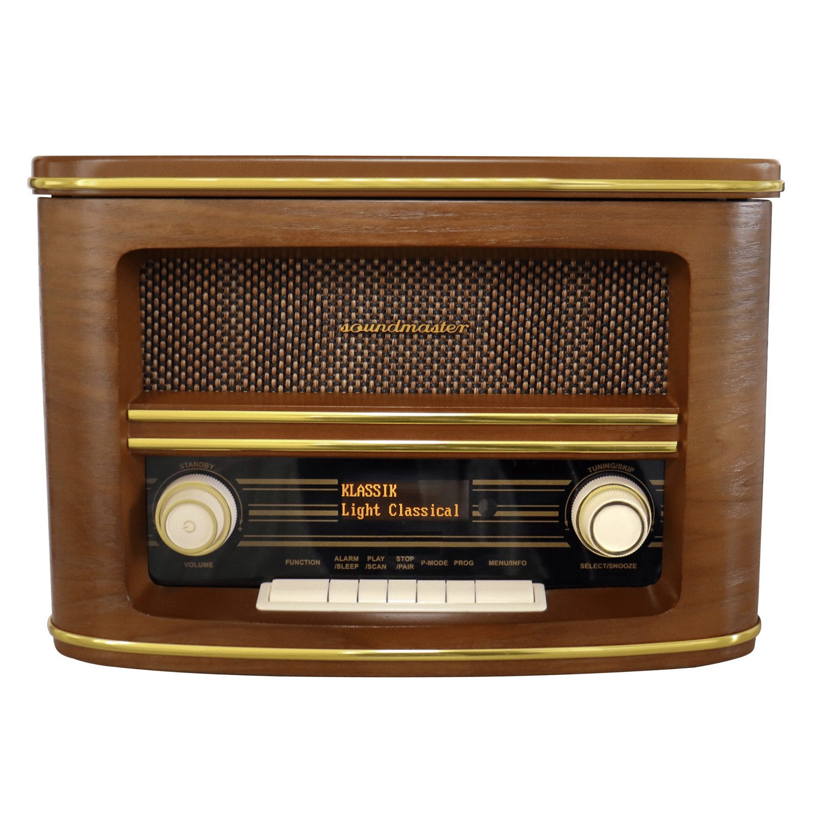 Soundmaster NR961 Retro Stereoanlage Kompaktanlage DAB+ CD USB MP3 AUX Bluetooth Microanlage (DAB+, UKW-RDS, 4 W, Retro Design, Fernbedienung, Wecker, Equalizer, 40 W (4 W RMS)