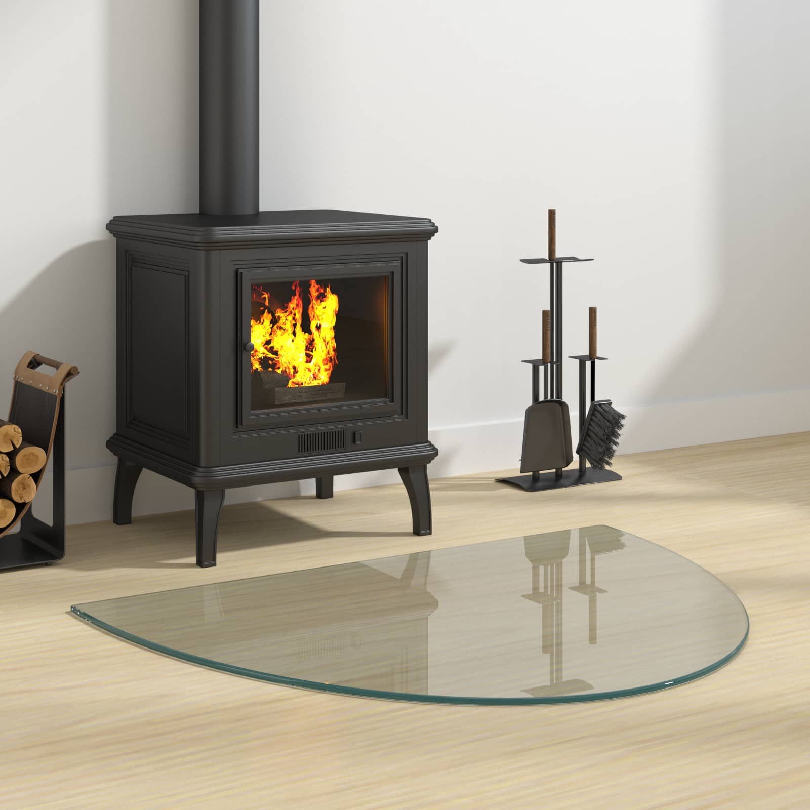 vidaXL Bodenplatte Feuerstelle Glasplatte Transparent 800 x 600 mm Glas, (1-St)