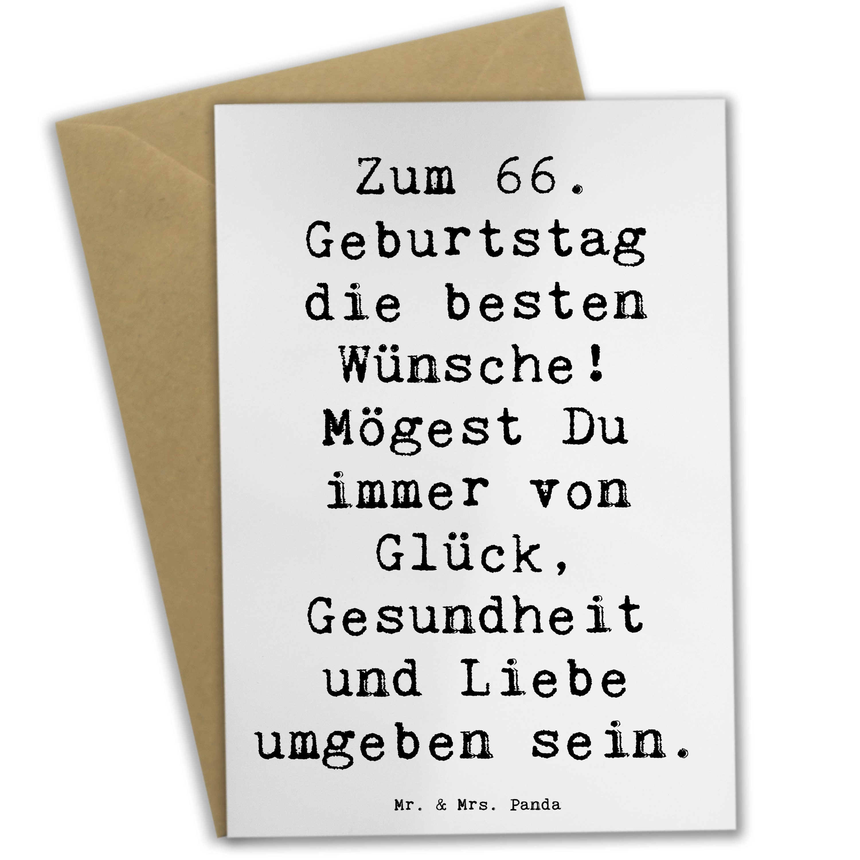 Mr. & Mrs. Panda Grußkarte Spruch 66. Geburtstag Weiß Geschenk