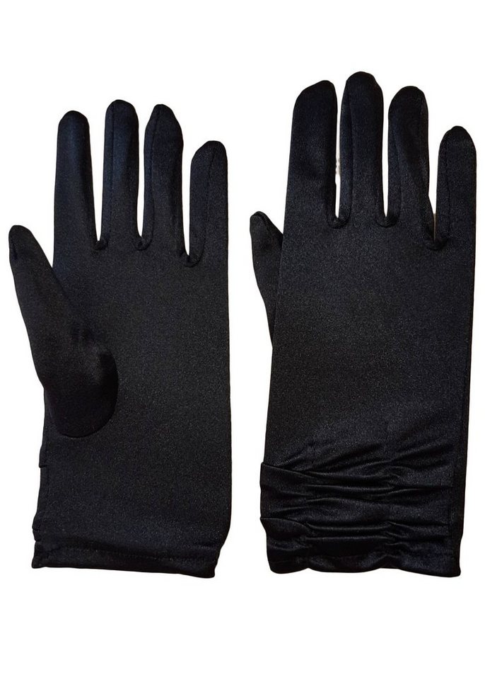Handschuhe - Family Trends Abendhandschuhe »Satin Damen Handschuhe kurz mit Raffung dehnbar« im Satin Look › schwarz  - Onlineshop OTTO