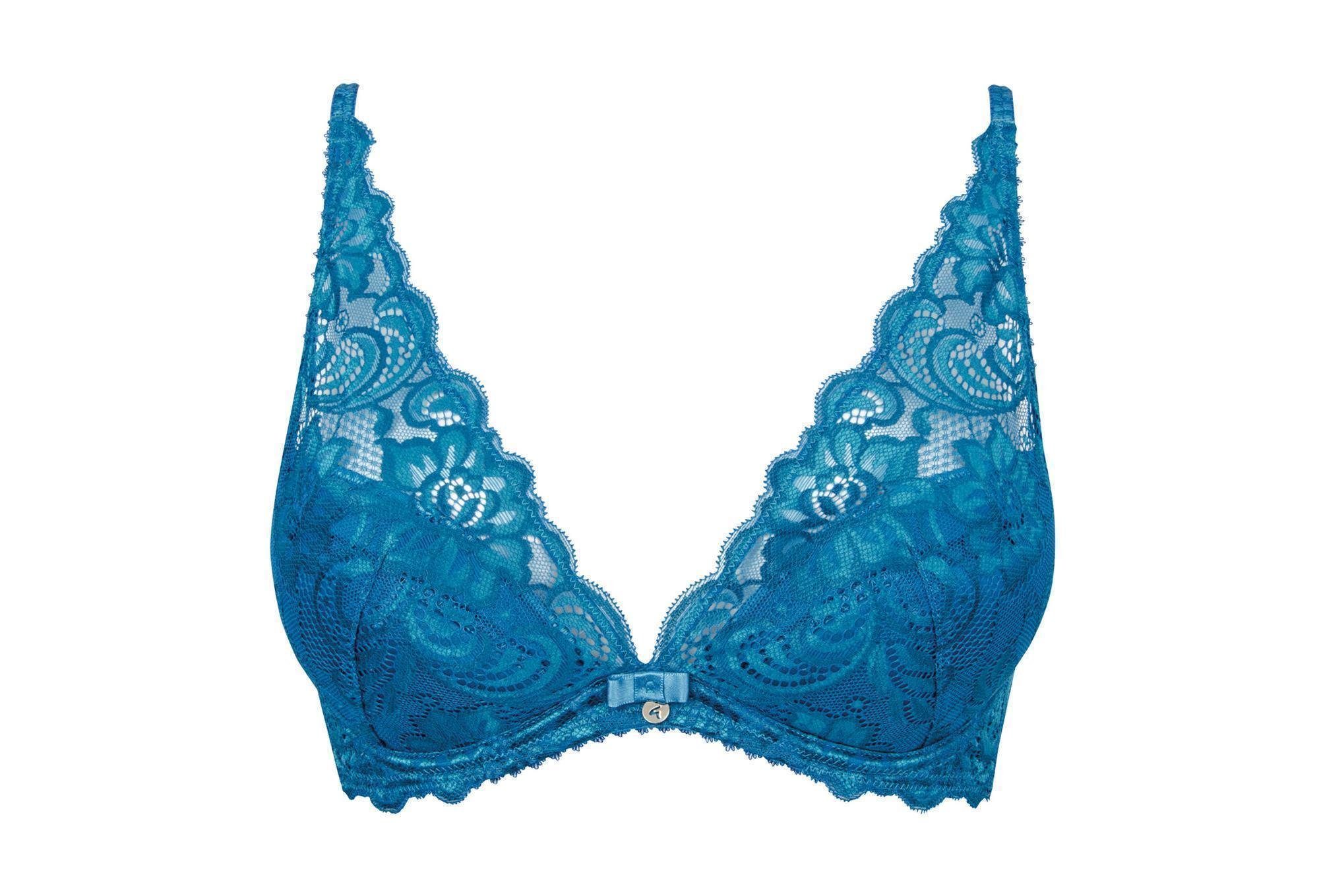 Gossard Dekolleté-BH Gypsy Tiefer "V" Push-Up BH Mykonos Blue (Triangel BH, Spitze)