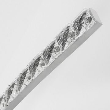hofstein Stehlampe »Mezzani« moderne Bodenlampe aus Metall in Chrom/Weiß/Glitzereffekt, 3000 Kelvin, Stehlampe dimmbar über Fusschalter, mit Lichteffekt, LED