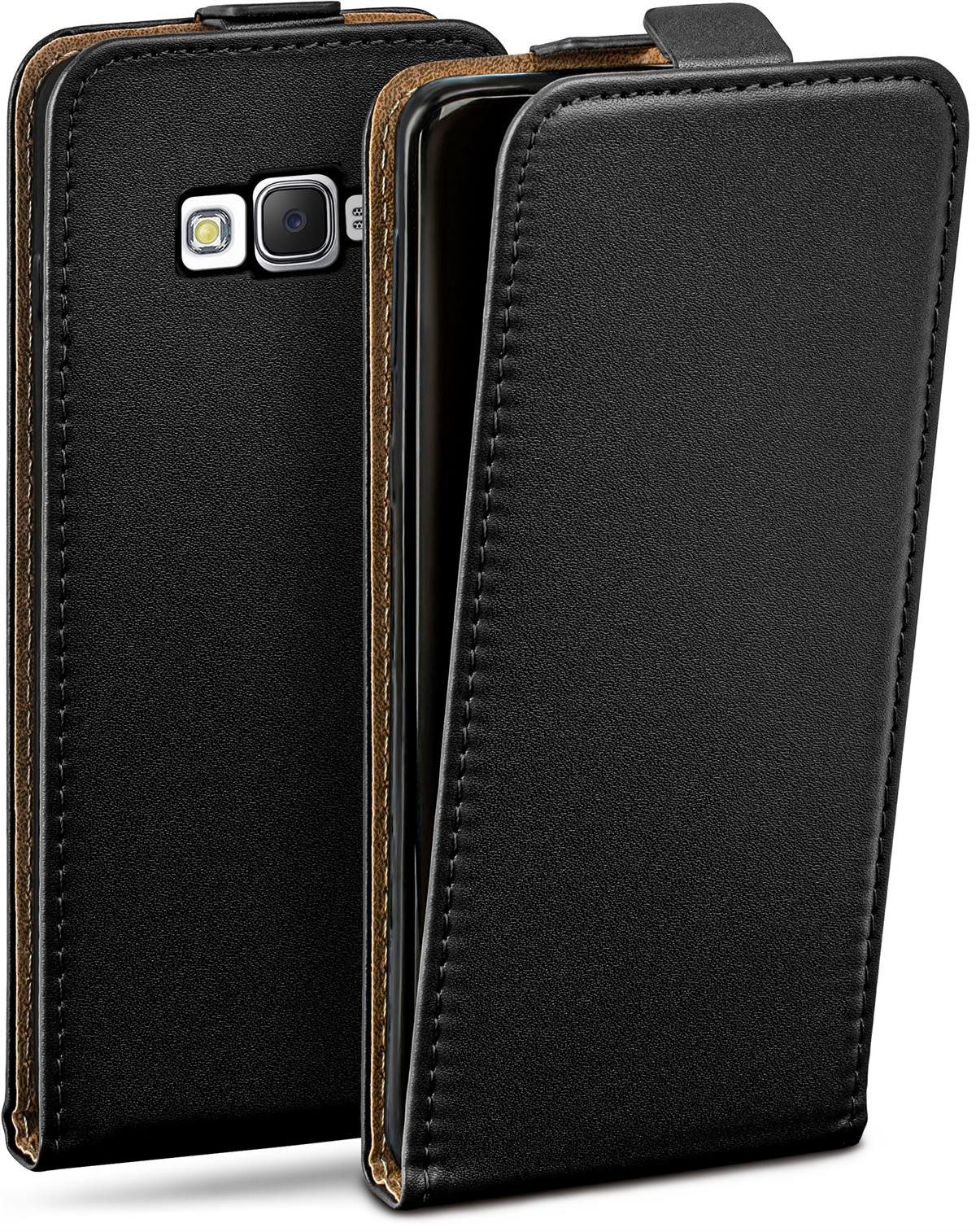 moex Handyhülle für Samsung Galaxy J5 (2015) Hülle Klappbar Flip Case Schwarz 5 Zoll, 360 Grad Schutz Handytasche Leder Optik PU Lederhülle Cover Klapphülle