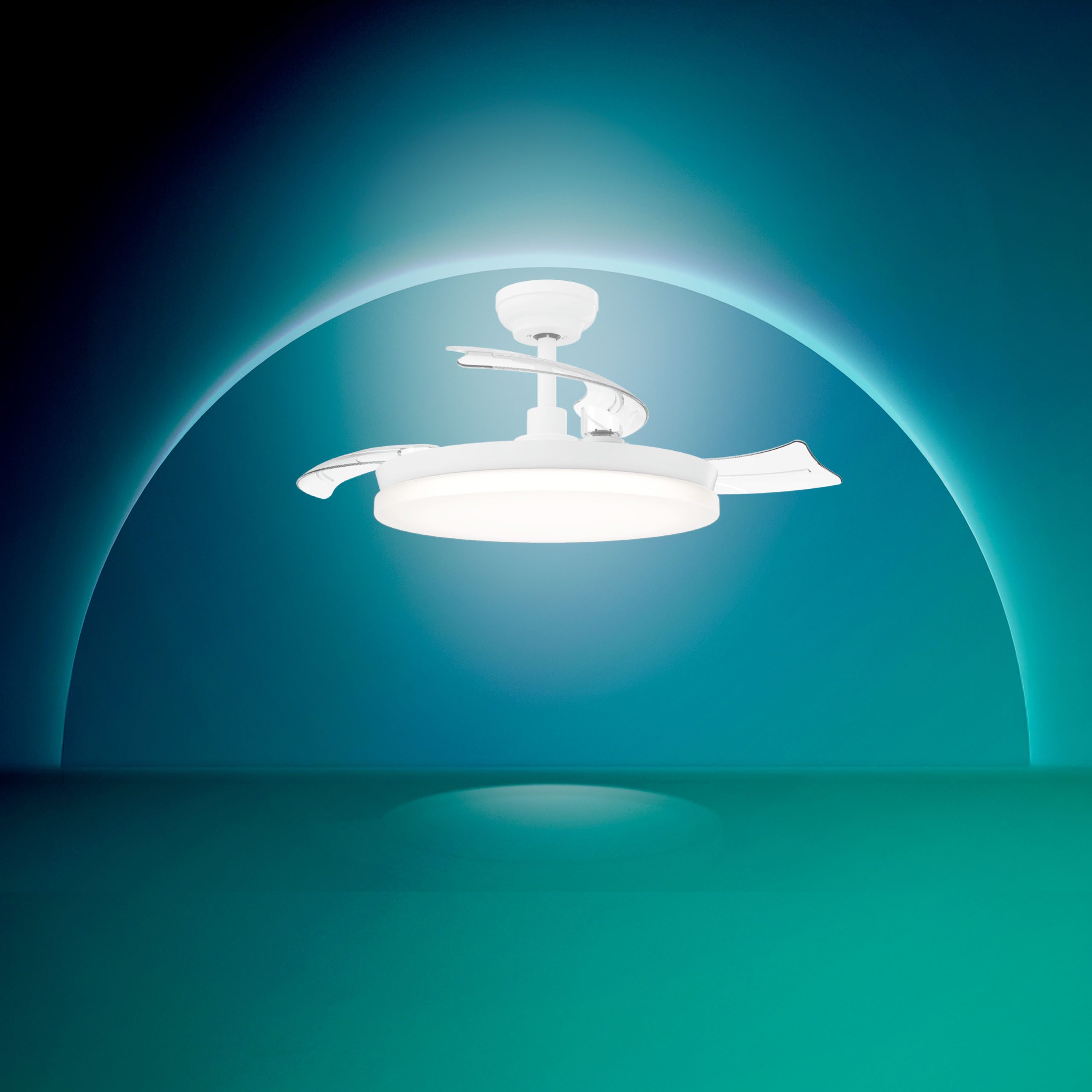 Philips LED Deckenleuchte Solr 35W mit DC-Ventilator 32W mit einziehbaren Rotorblättern, weiß, CCT - über Fernbedienung, Dimmer, Dimmfunktion, Ein-/Ausschalter, Farbsteuerung, Fernbedienung, Infrarot inkl., Memoryfunktion, Ventilatorfunktion, dimmbar über Fernbedienung, mehrere Helligkeitsstufen, LED fest integriert, warmweiß - kaltweiß, 2700-6500 Kelvin, dimmbar mit Fernbedienung, 4500 Lumen