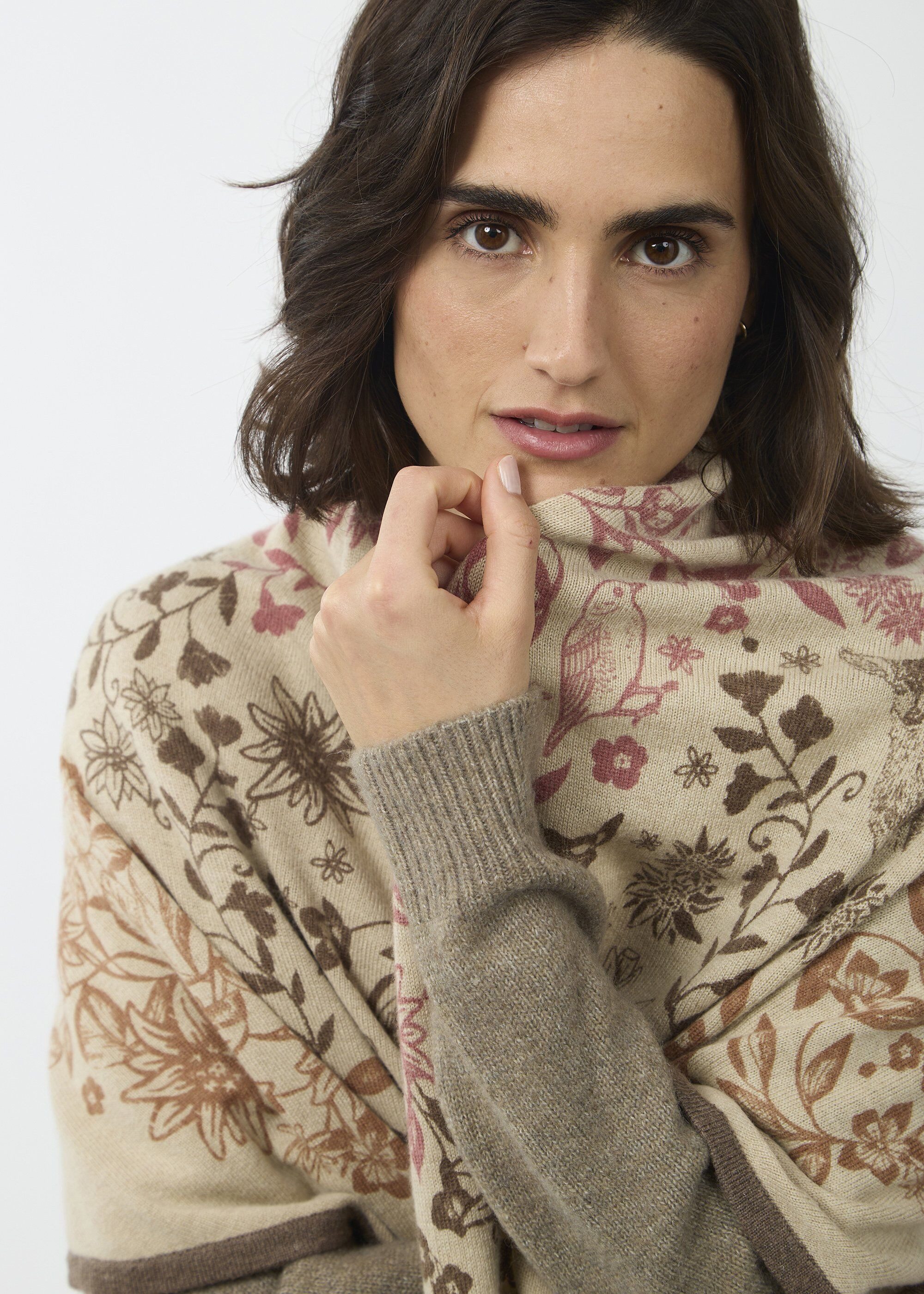 Codello Halstuch, mit handgedrucktem Blumen-Motiv