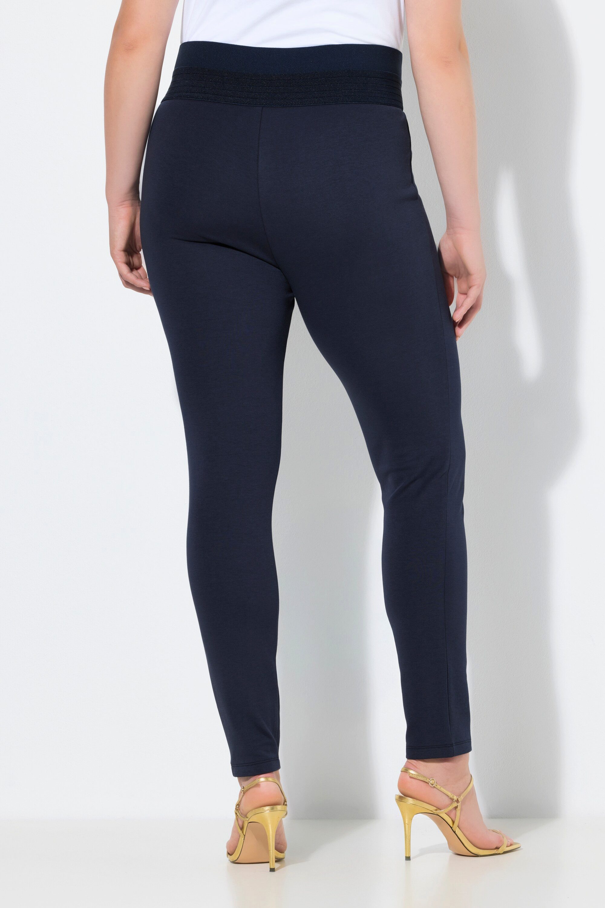 Ulla Popken Leggings Punto-Leggings Biesen schmales Bein Elastikbund