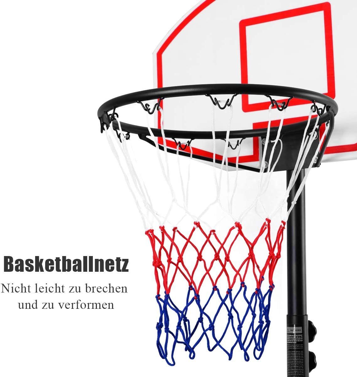 COSTWAY Basketballständer Basketballkorb, 210 höhenverstellbar 245 cm 