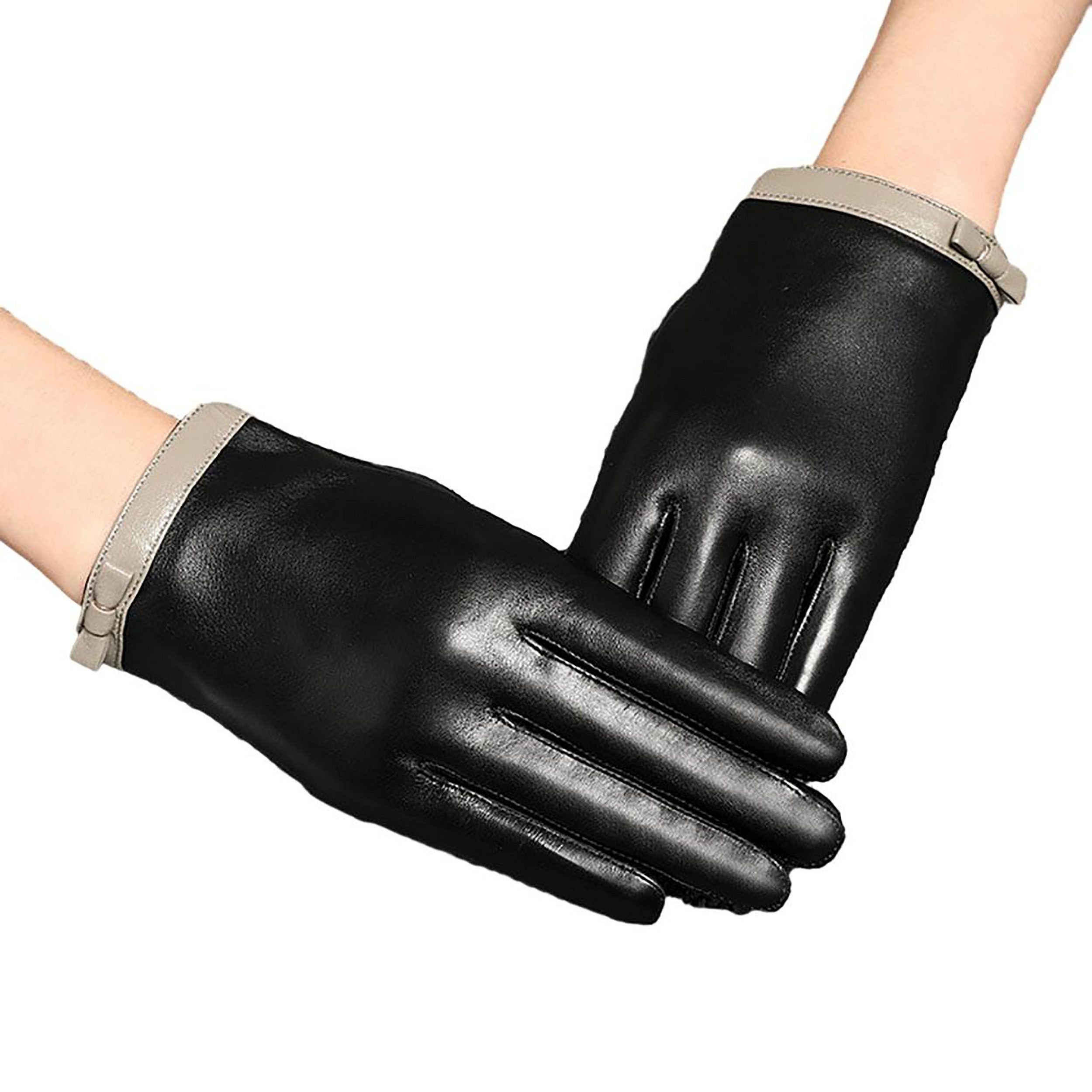 SRRINM Lederhandschuhe Kurze TouchscreenHandschuhe aus Schafsfell | Handschuhe