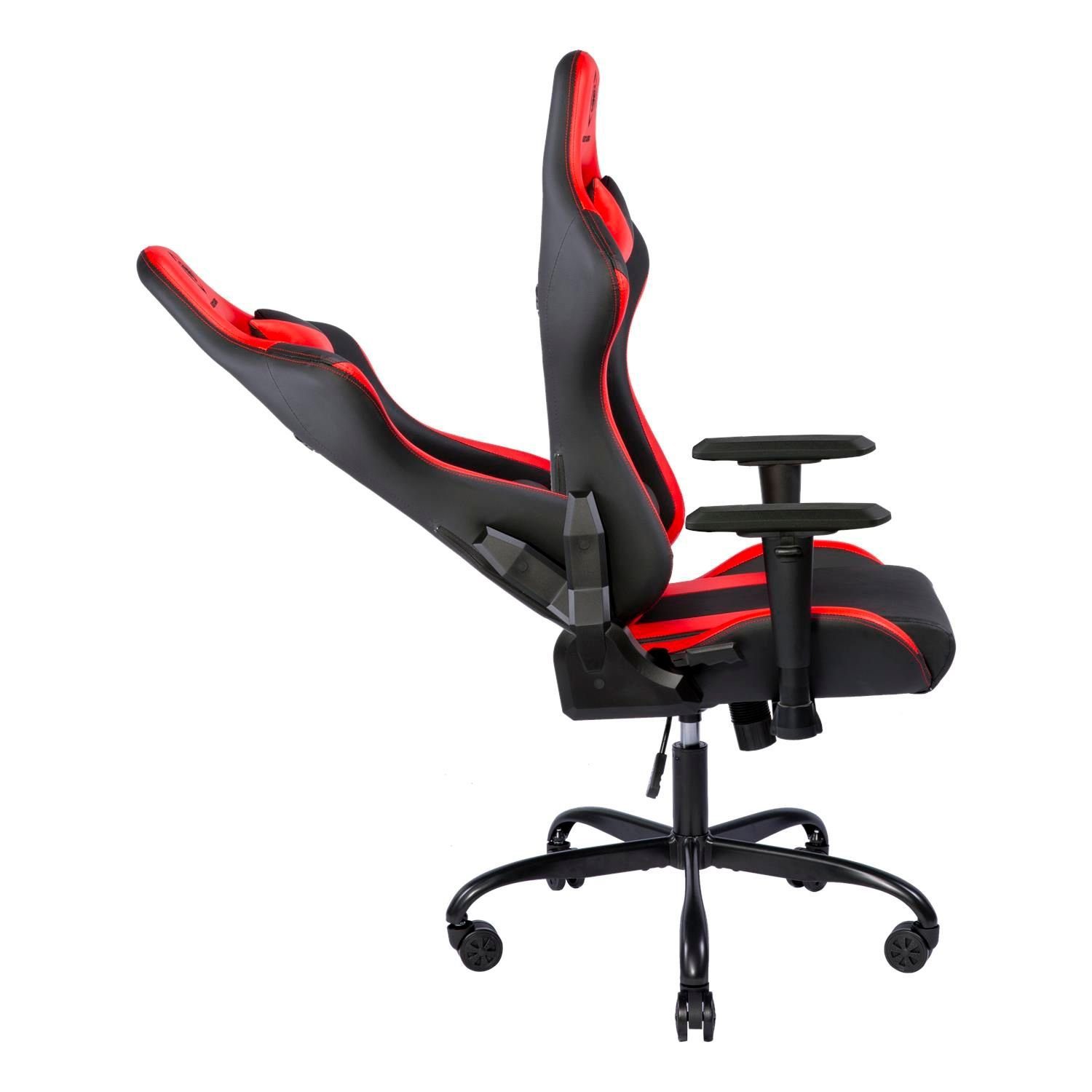 Gaming-Stuhl Gaming Herstellergarantie Set), 110kg Kissen extra Stuhl Gamer Stuhl inkl. (kein schwarz/rot Rückenlehne, 5 Jumbo Jahre hohe DELTACO groß,