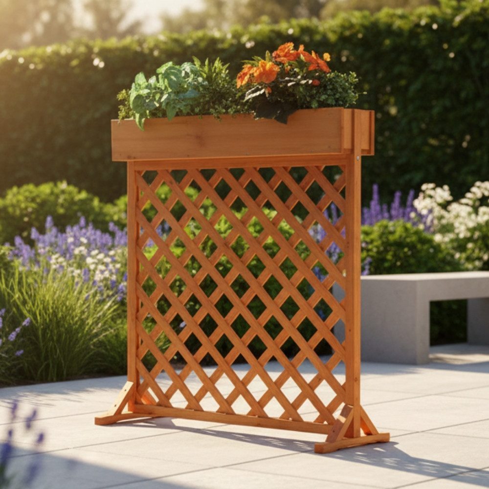 Melko Rankgitter Blumenkasten Rankgitter Spalier Holz in Braun Blumenständer Rankhilfe Stück, Wetterfest imprägniert