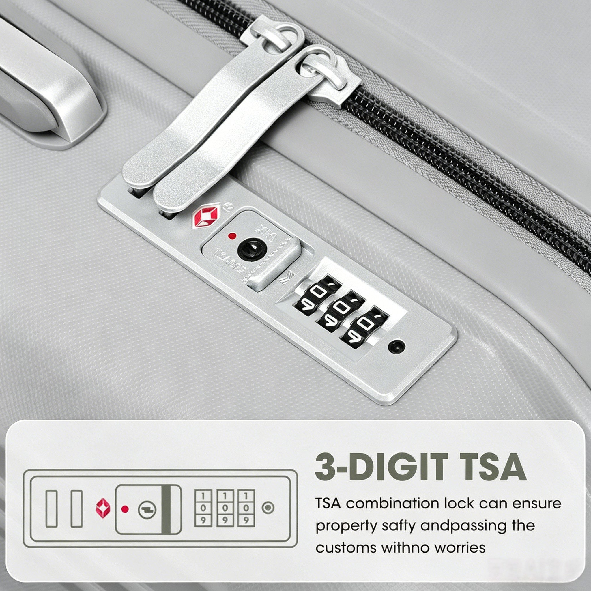 Super Solu Hartschalen-Trolley Koffer Reisekoffer PP-Polypropylen, Erweiterbarer Hartschalenkoffer, 4 Rollen, 20 Zoll Handgepäck, Grau, leicht & robust, TSA-Zah – Bild 5 von 5