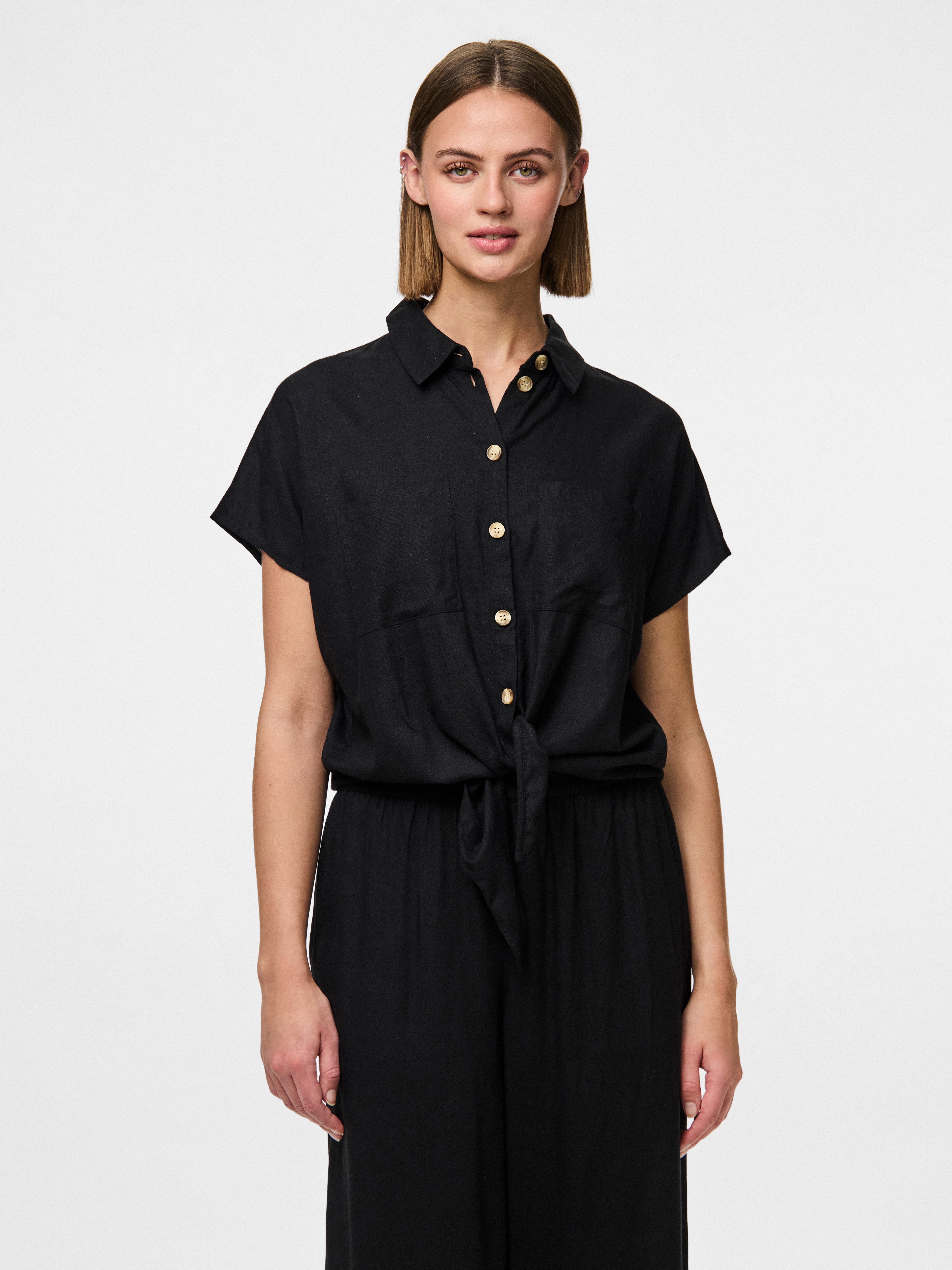 Kurzarmbluse PCPIA SS TIE SHIRT WVN NOOS