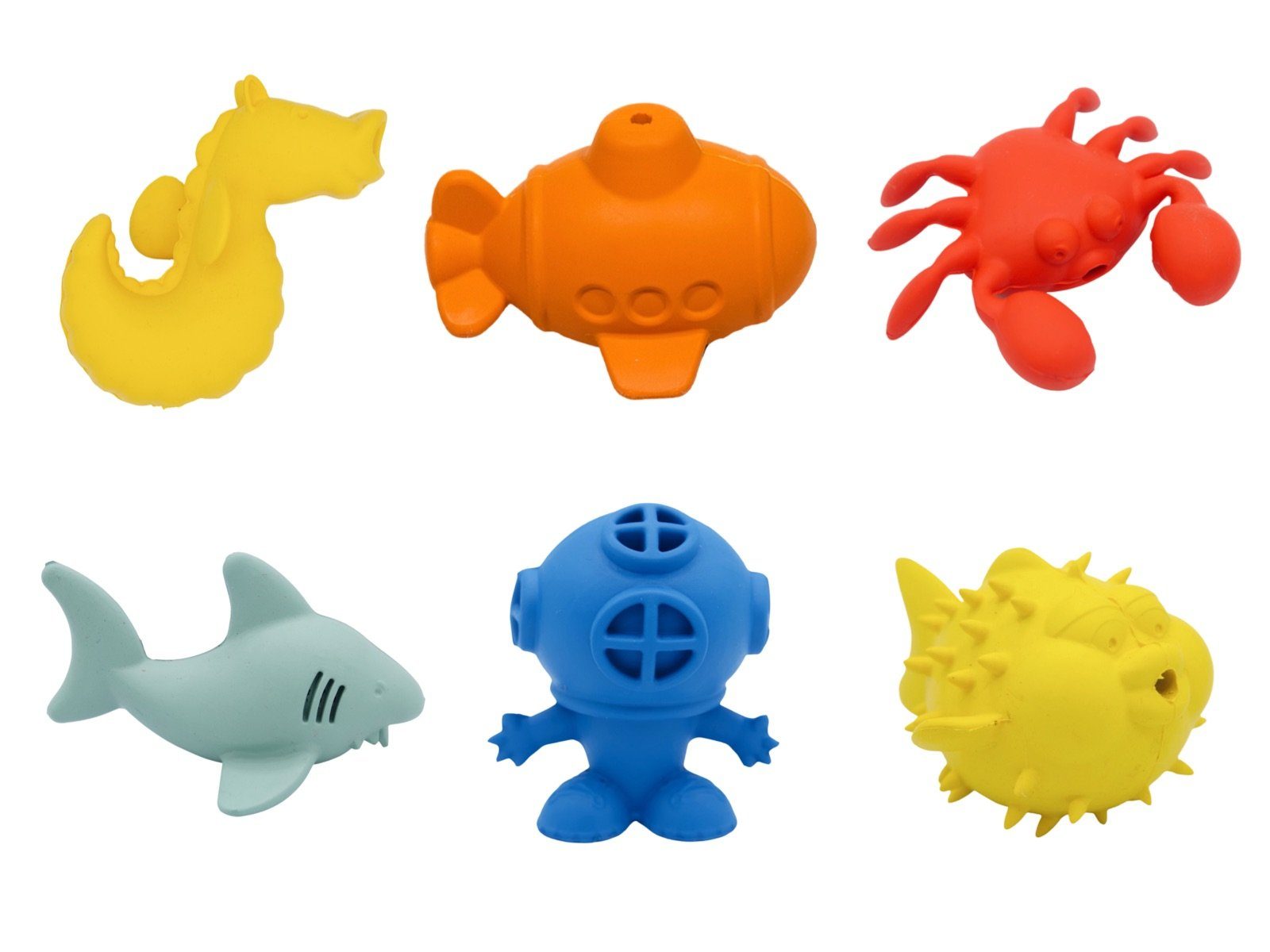 LK Trend & Style Badespielzeug Hai, Blauer Taucher, Kugelfisch, Krabbe, U-Boot, Seepferdchen 1 x Seepferdchen