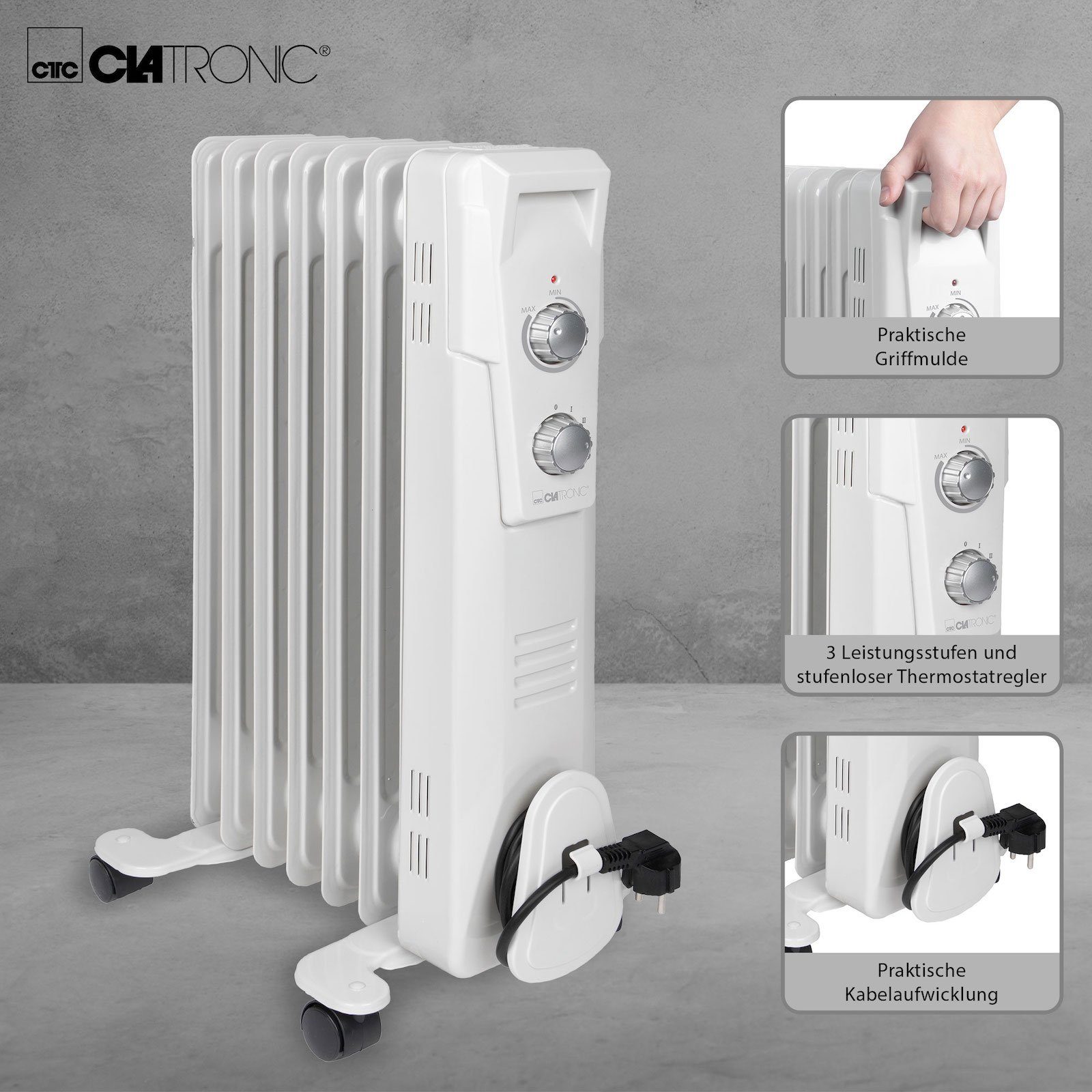 CLATRONIC Heizlüfter CLATRONIC Ölradiator Heizkörper mobil 7 Rippen 1500 Wa günstig online kaufen