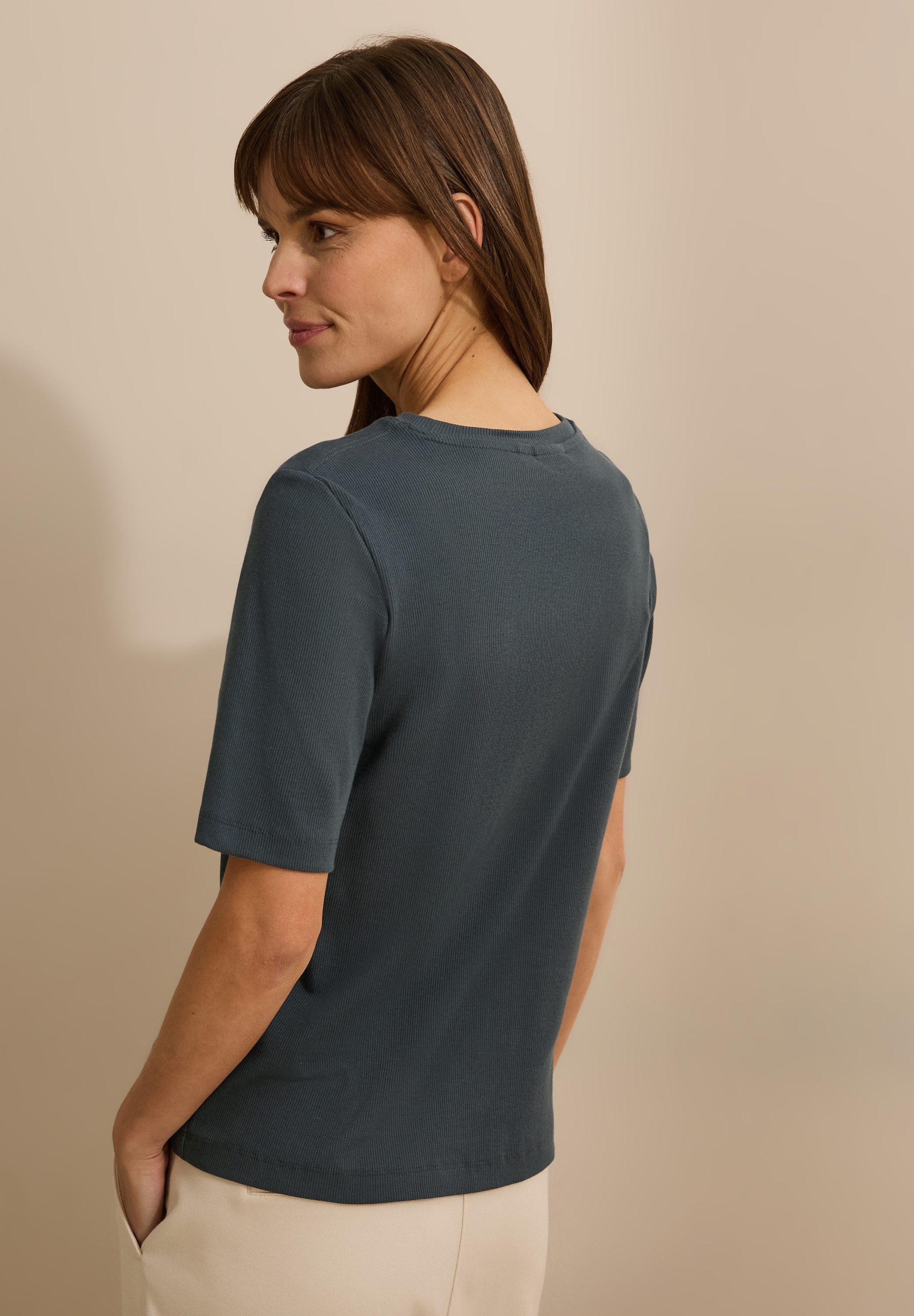 CECIL T-Shirt mit feiner Ripp Struktur günstig online kaufen