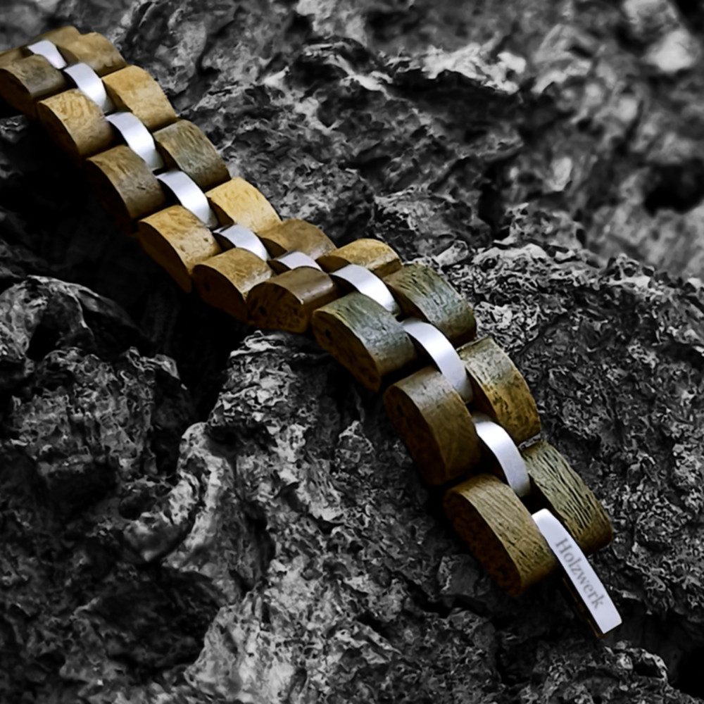 Holzwerk Gliederarmband Designer Holz Armband, Mode Armkette, Holz Unikate inkl. Armbandkürzer, ideal als Geschenk