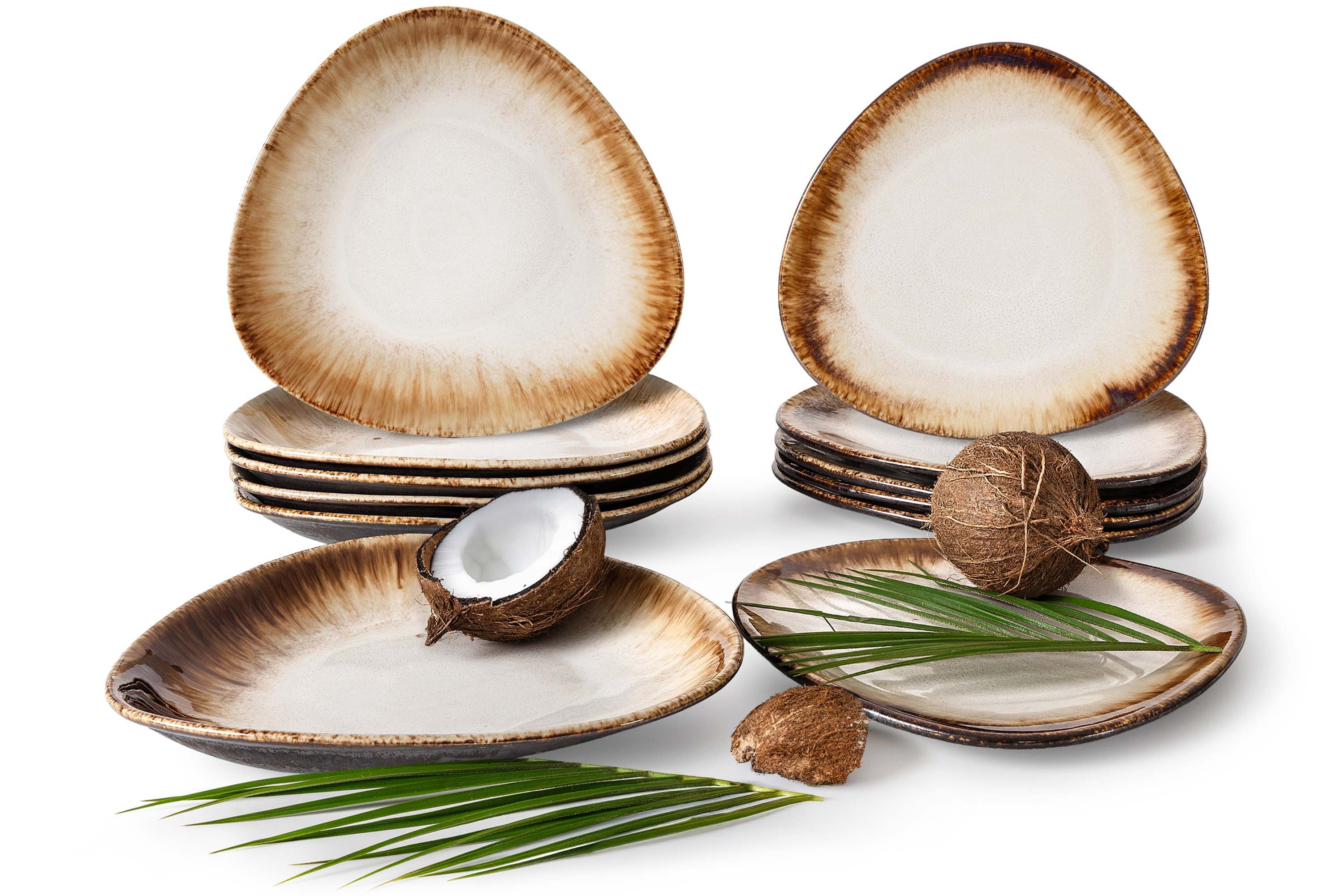 KONSIMO® Kombiservice PRIMA Geschirrset für Nudeln, Pastateller-Set, Premiumqualität aus EU (12-tlg), 6 Personen, Keramik, Jedes Teil ein Unikat, Qualitätskeramik, handgefertigt