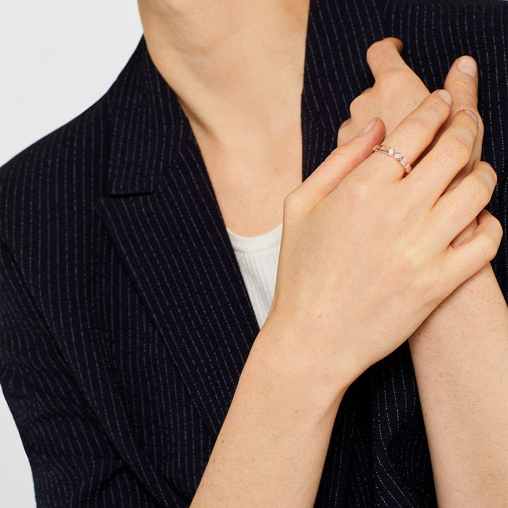 Esprit Silberring Esprit Ring Flow aus Sterlingsilber rosé mit Zirkonia