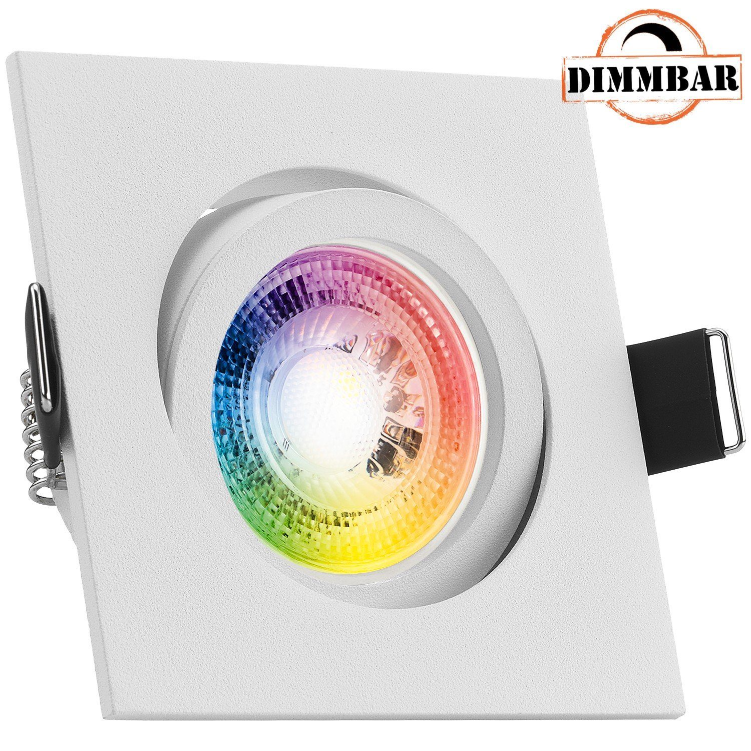 LEDANDO LED Einbaustrahler RGB LED Einbaustrahler Set GU10 in weiß matt mit 3W LED von LEDANDO -
