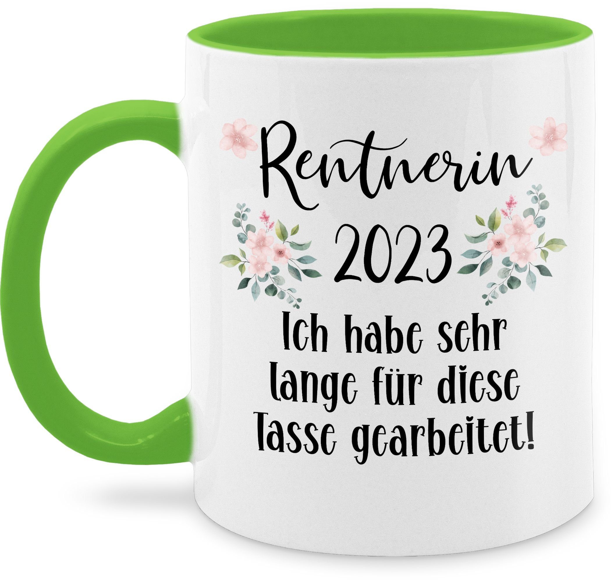 Shirtracer Tasse Rentnerin 2023 - Ich habe sehr lange für diese Tasse gearbeitet, Keramik, Rentnerin Tasse 2 Hellgrün | Teetassen