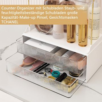 DOPWii Make-Up Organizer Badezimmer-Kosmetik-Aufbewahrungsbox, Aufbewahrungsbox für die, Arbeitsplatte, große Hautpflege-Aufbewahrungsbox mit 2 Schubladen
