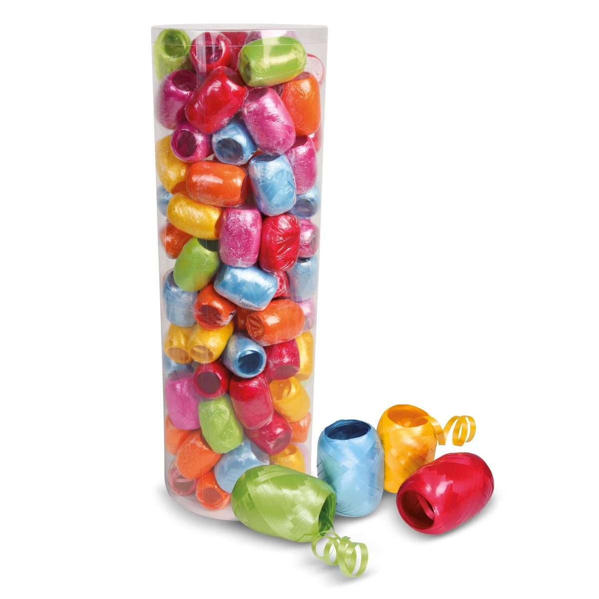 PRÄSENT Satinband PRÄSENT Ringelbänder America Kräftig Eiknäuel mehrfarbig 5mmx20m 100