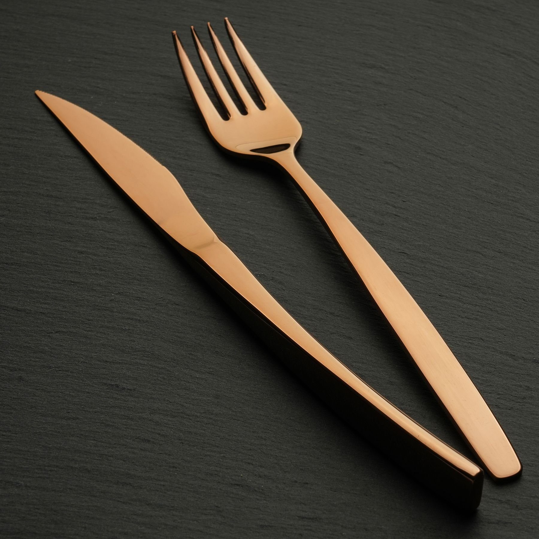 Asphald Besteck-Set Nepal Premium shiny Kupfer Besteck Set 6 Personen (36-tlg), 6 Personen, Edelstahl 18/10, Ausgewogenes Gewicht - liegt perfekt in der Hand