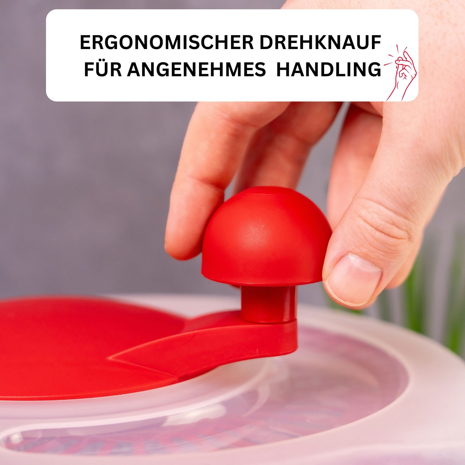 WESTMARK Salatschleuder Fortuna, Fassungsvermögen: 5 Liter, ø 26 cm, Kunststoff, Farbe: Rot