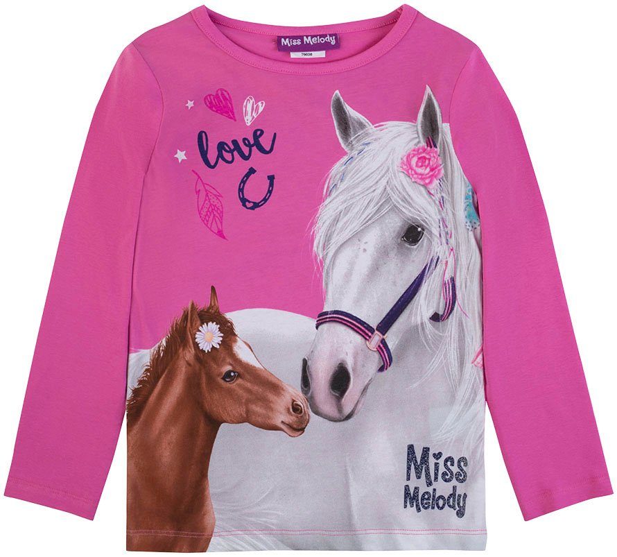 Miss Melody Langarmshirt mit großem Pferde-Frontmotiv