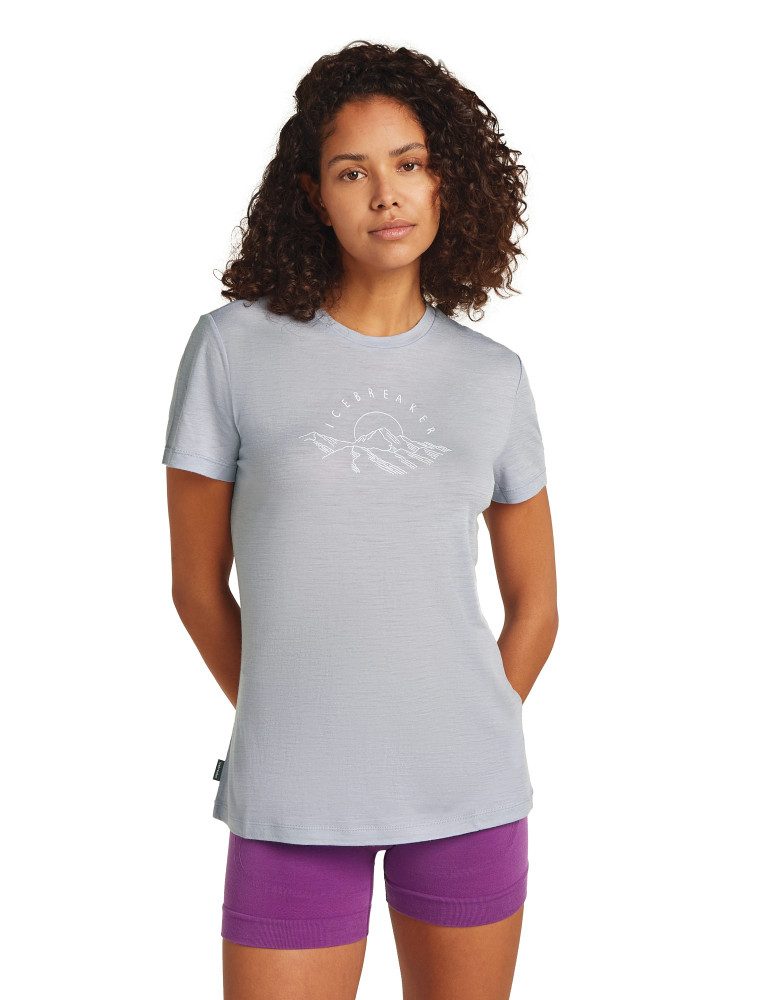 Icebreaker T-Shirt Women Merino 150 Tech Lite SS Tee Sunrise Summit GREY QUARTZ